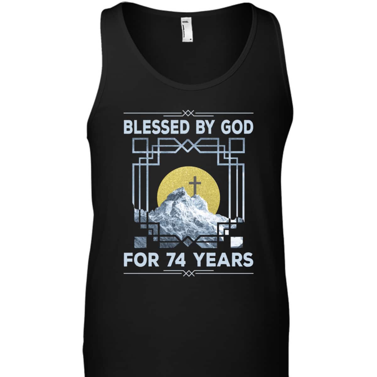 Blessed By God For 74 Years Religious Cross 74th Birthday T-Shirt