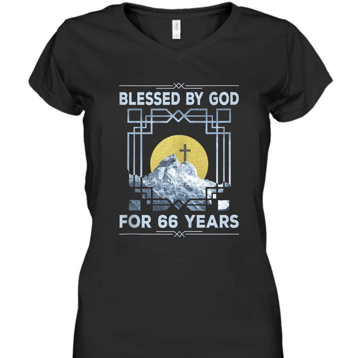 Blessed By God For 66 Years Religious Cross 66th Birthday T-Shirt