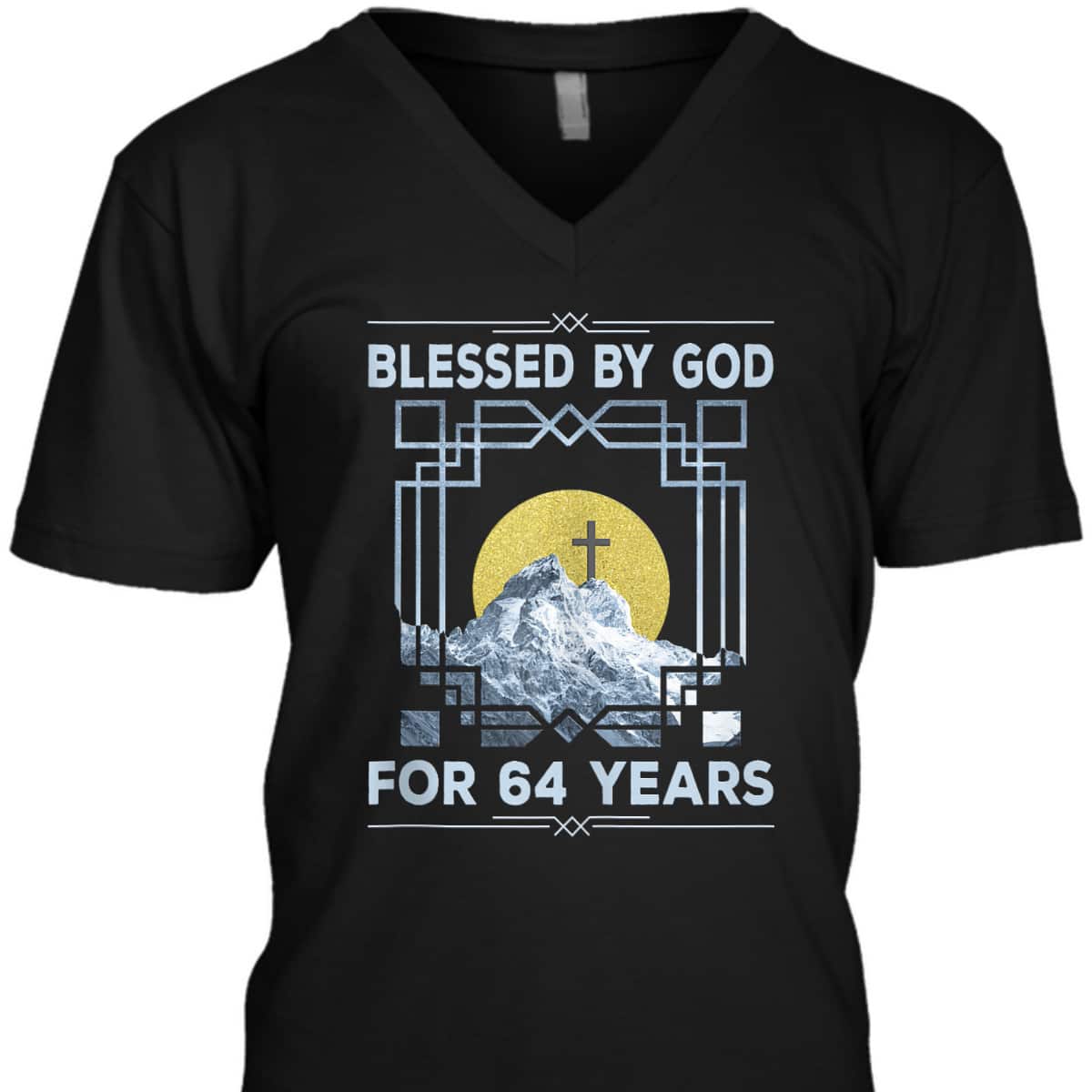 Blessed By God For 64 Years Religious Cross 64th Birthday T-Shirt