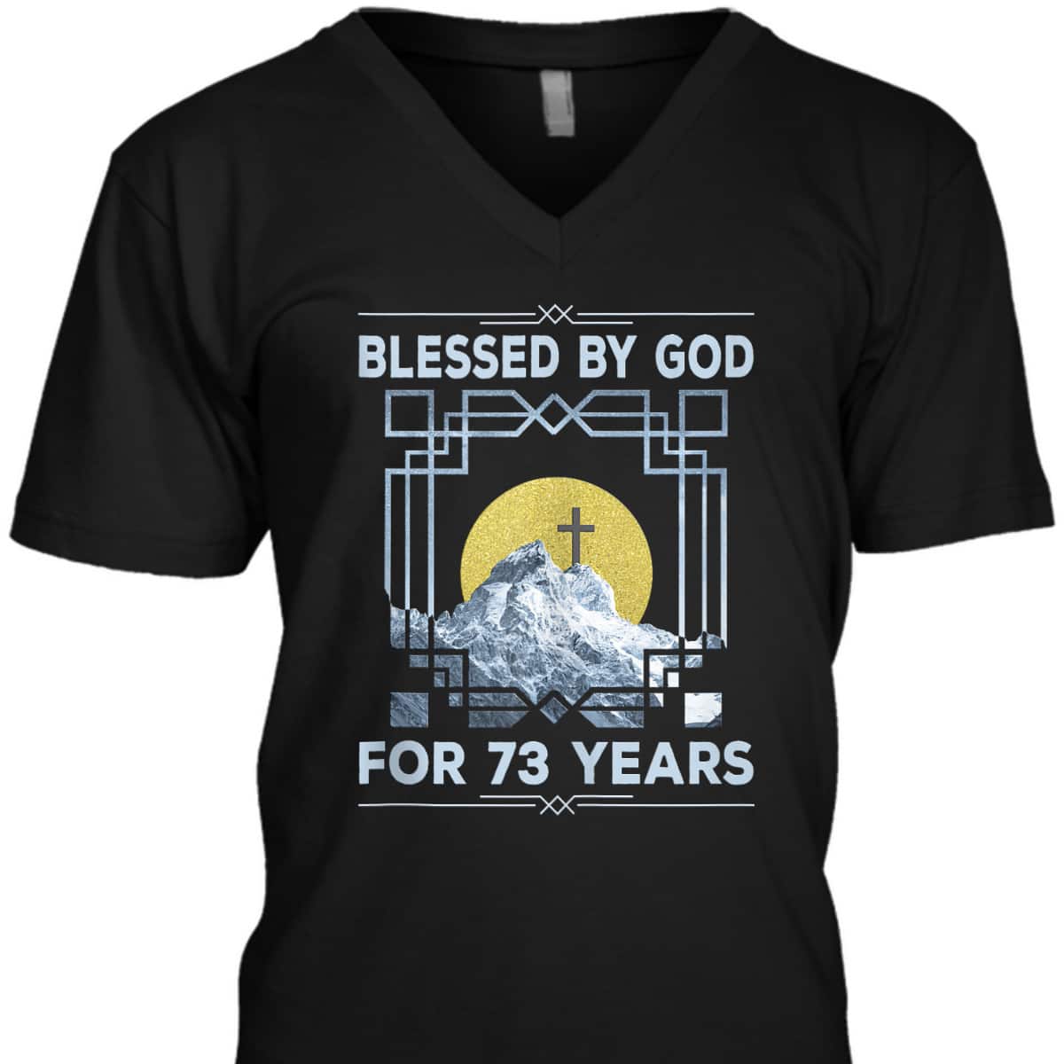 Blessed By God For 73 Years Religious Cross 73rd Birthday T-Shirt