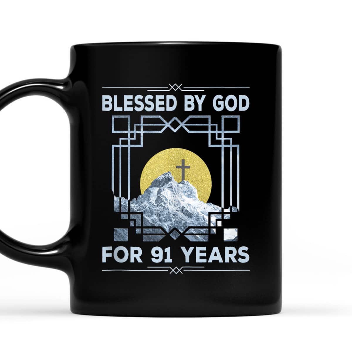 Blessed By God For 91 Years Religious Cross 91st Birthday T-Shirt