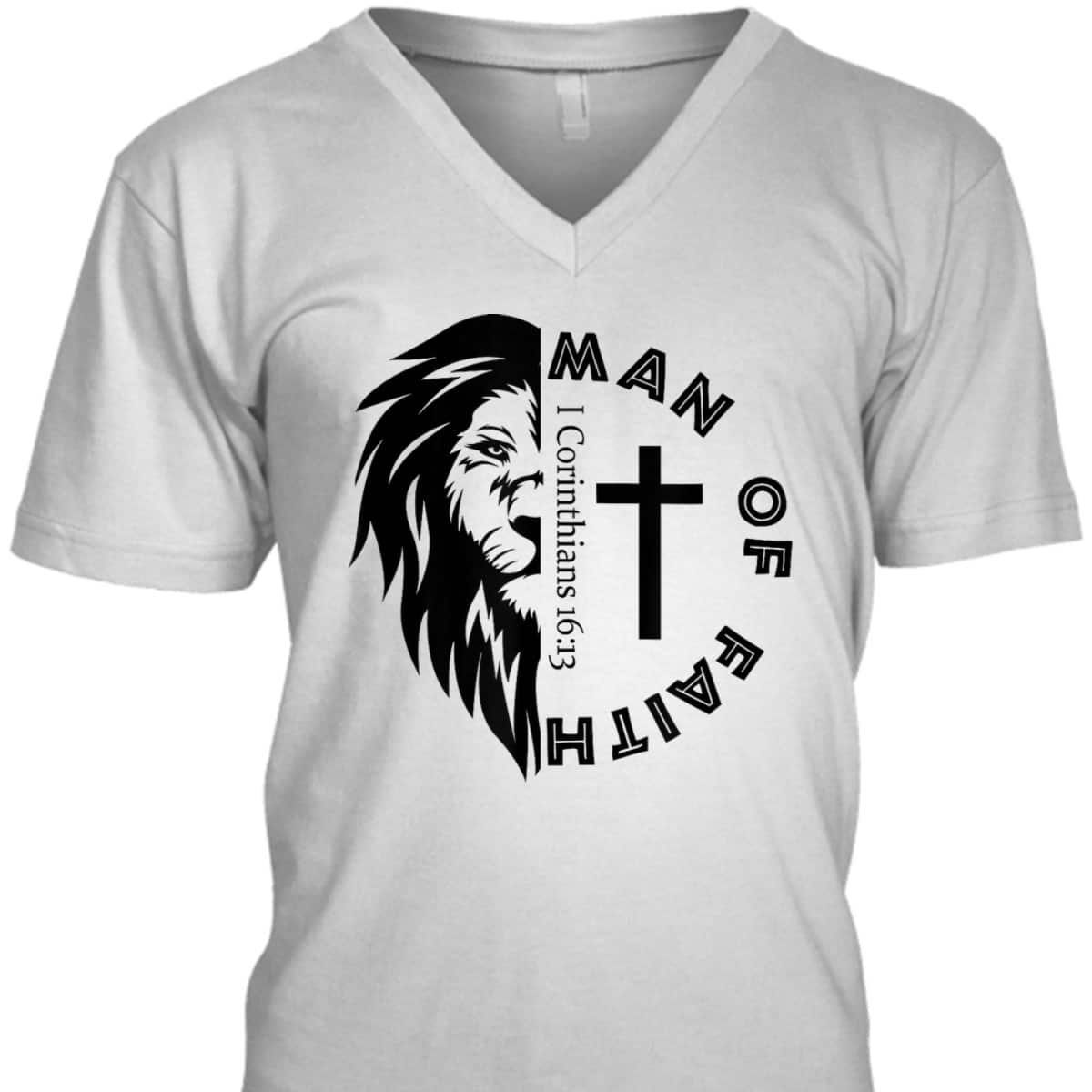 Man Of Faith Lion Of Judah Bible Verse T-Shirt For Christians Man Of Faith Lion Of Judah Bible Verse T-Shirt For Christians