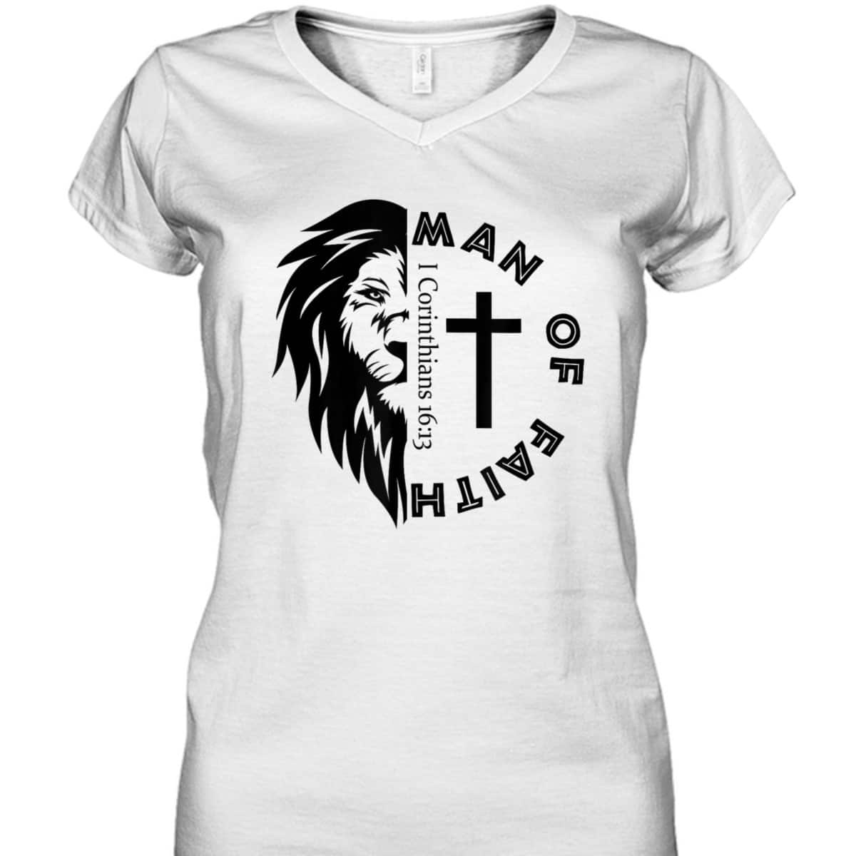 Man Of Faith Lion Of Judah Bible Verse T-Shirt For Christians Man Of Faith Lion Of Judah Bible Verse T-Shirt For Christians