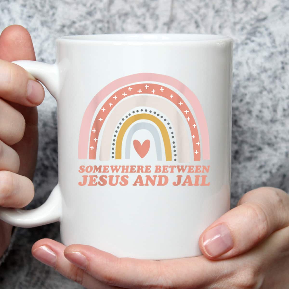 Somewhere Between Jesus And Jail Funny Christian Rainbow T-Shirt Somewhere Between Jesus And Jail Funny Christian Rainbow T-Shirt
