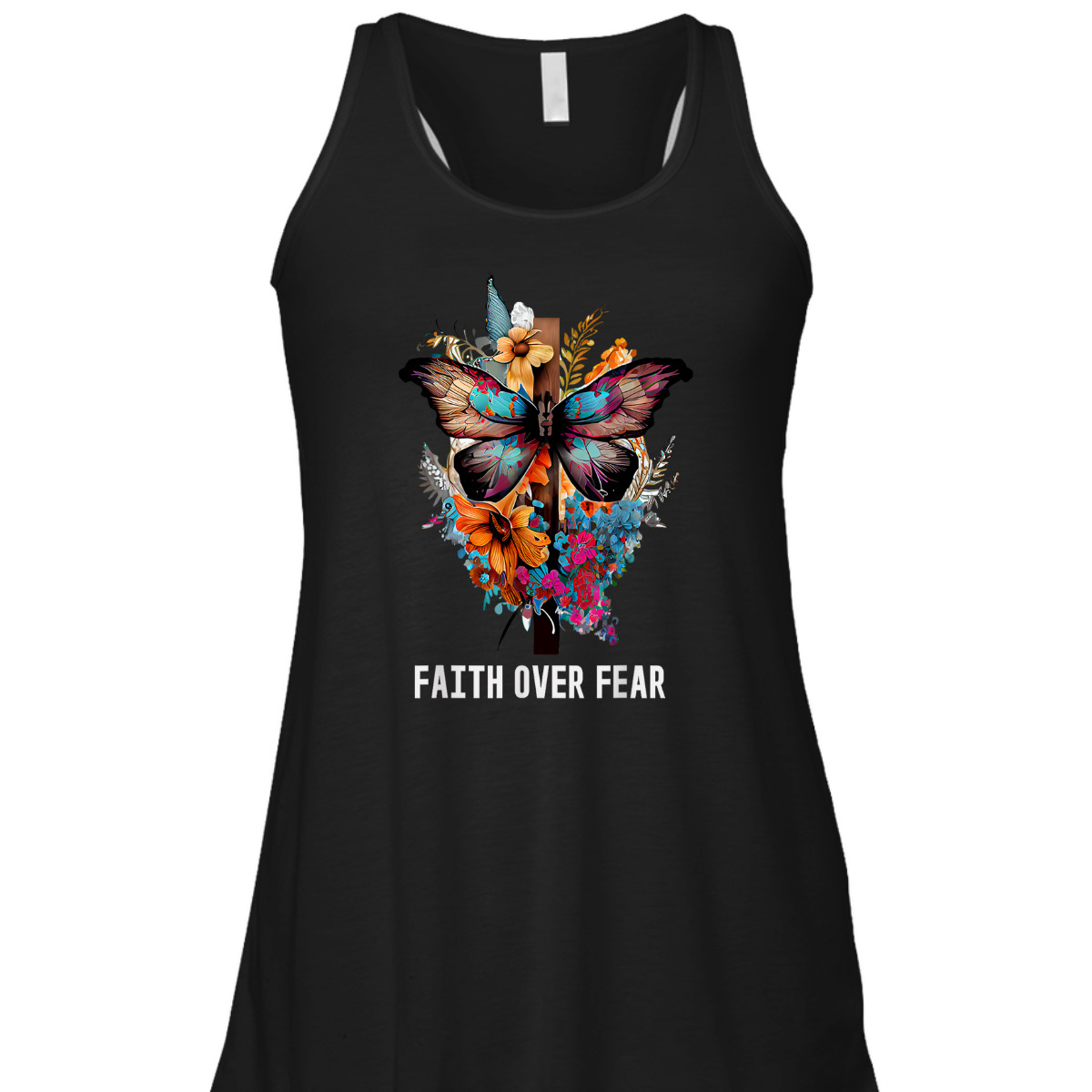 Christian Faith Over Fear T-Shirt Butterfly Cross Religious Gift Christian Faith Over Fear T-Shirt Butterfly Cross Religious Gift