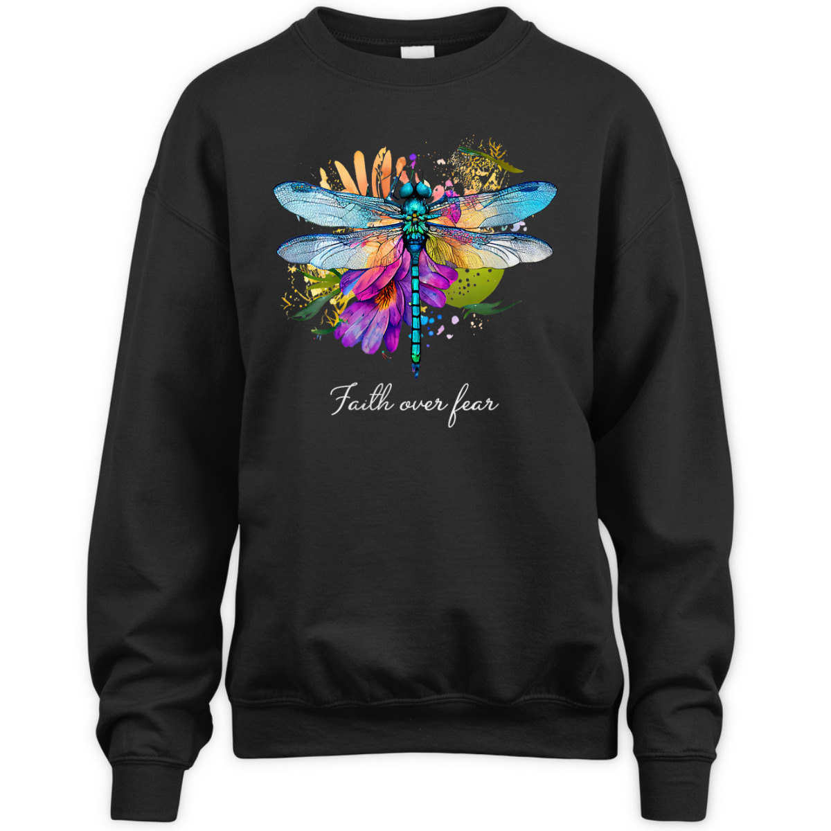 Faith Over Fear T-Shirt Floral Summer Dragonfly Christian Faith Gift Faith Over Fear T-Shirt Floral Summer Dragonfly Christian Faith Gift