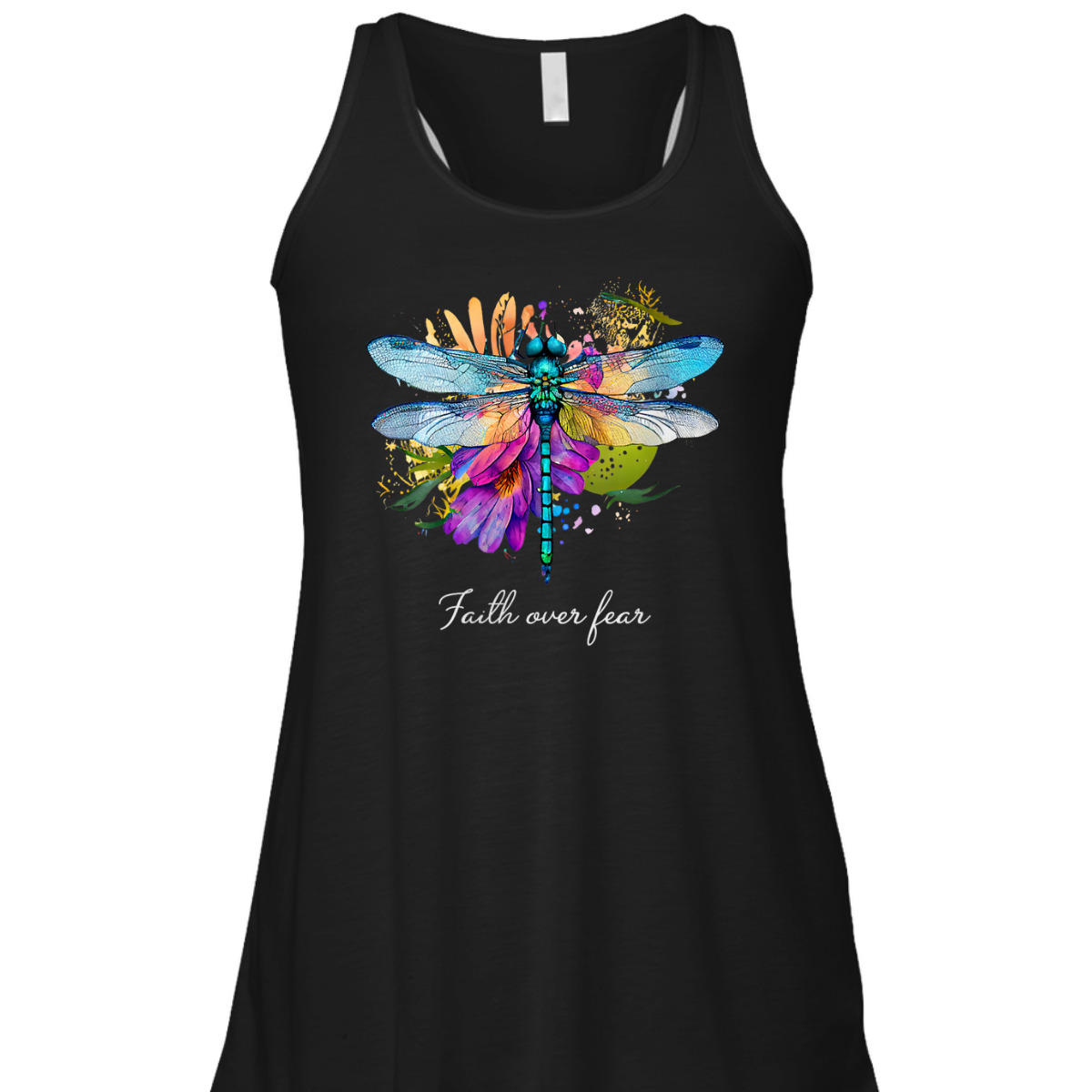 Faith Over Fear T-Shirt Floral Summer Dragonfly Christian Faith Gift Faith Over Fear T-Shirt Floral Summer Dragonfly Christian Faith Gift