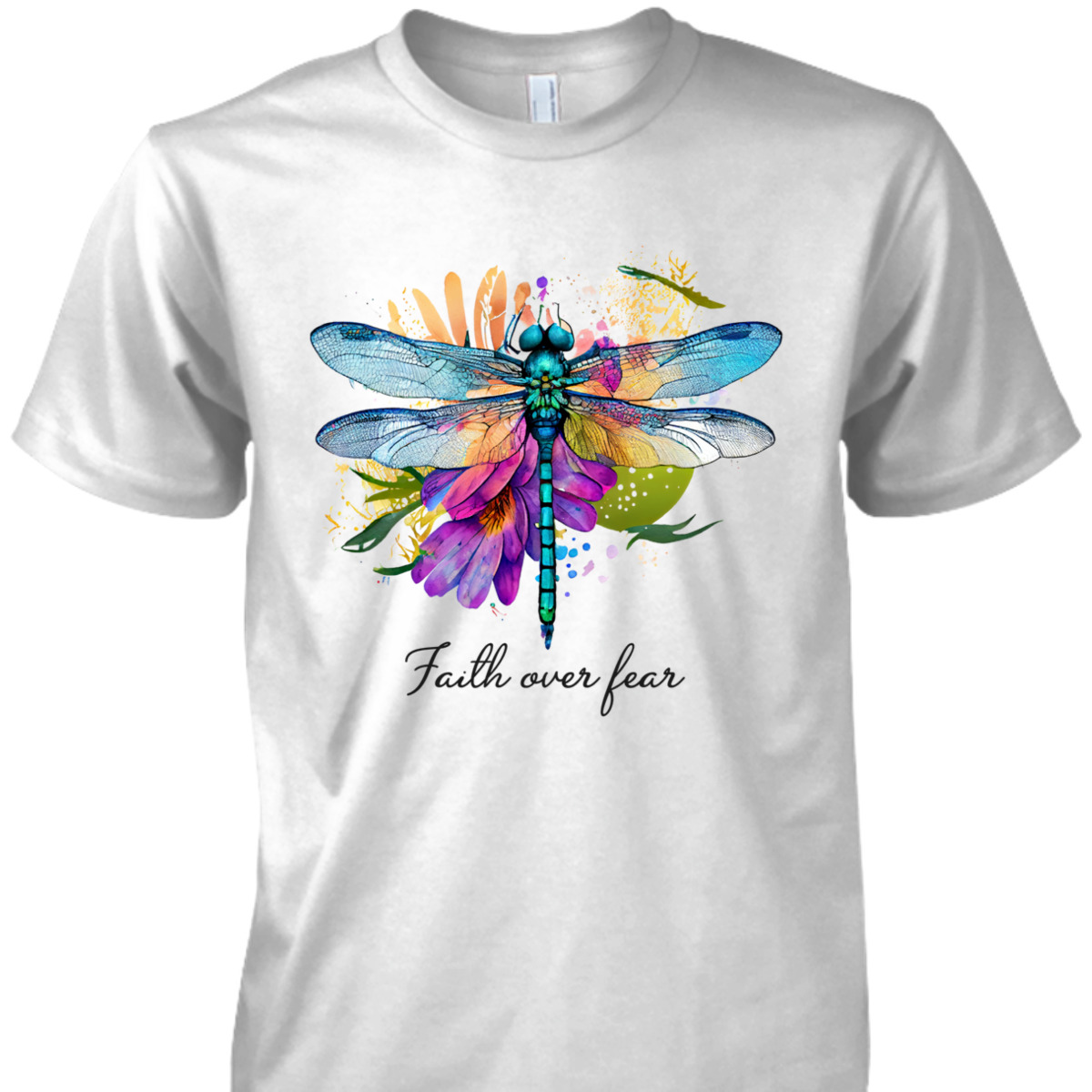 Faith Over Fear Floral Dragonfly Christian Religious T-Shirt Faith Over Fear Floral Dragonfly Christian Religious T-Shirt