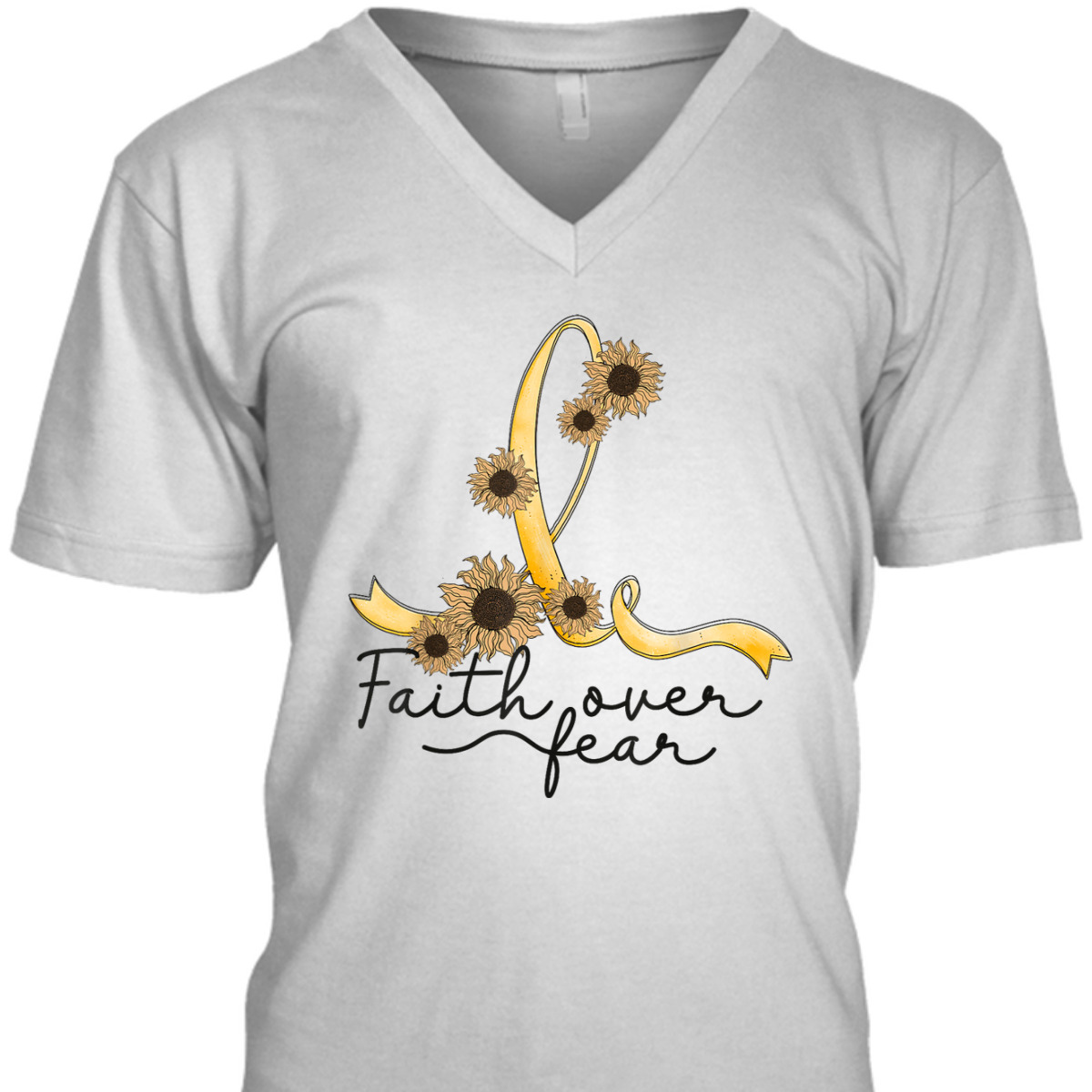Appendix Cancer Awareness Sunflower Christian Faith Over Fear T-Shirt Appendix Cancer Awareness Sunflower Christian Faith Over Fear T-Shirt