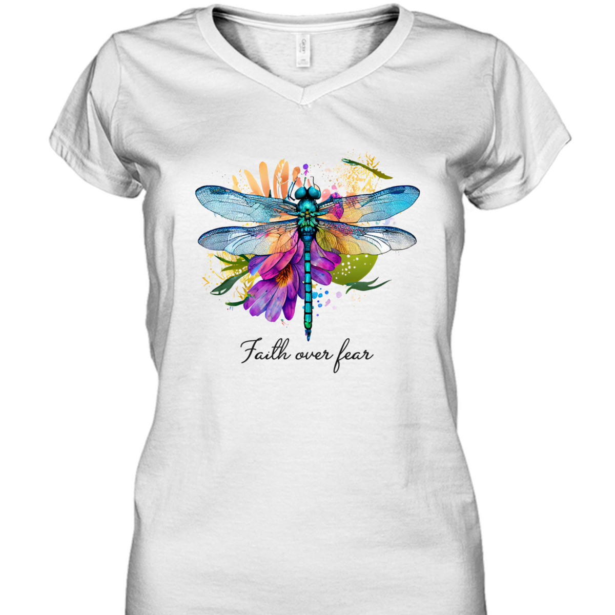 Faith Over Fear Floral Dragonfly Christian Religious T-Shirt Faith Over Fear Floral Dragonfly Christian Religious T-Shirt