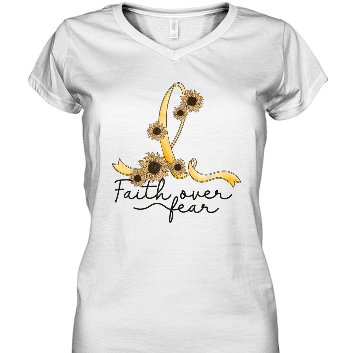 Appendix Cancer Awareness Sunflower Christian Faith Over Fear T-Shirt Appendix Cancer Awareness Sunflower Christian Faith Over Fear T-Shirt
