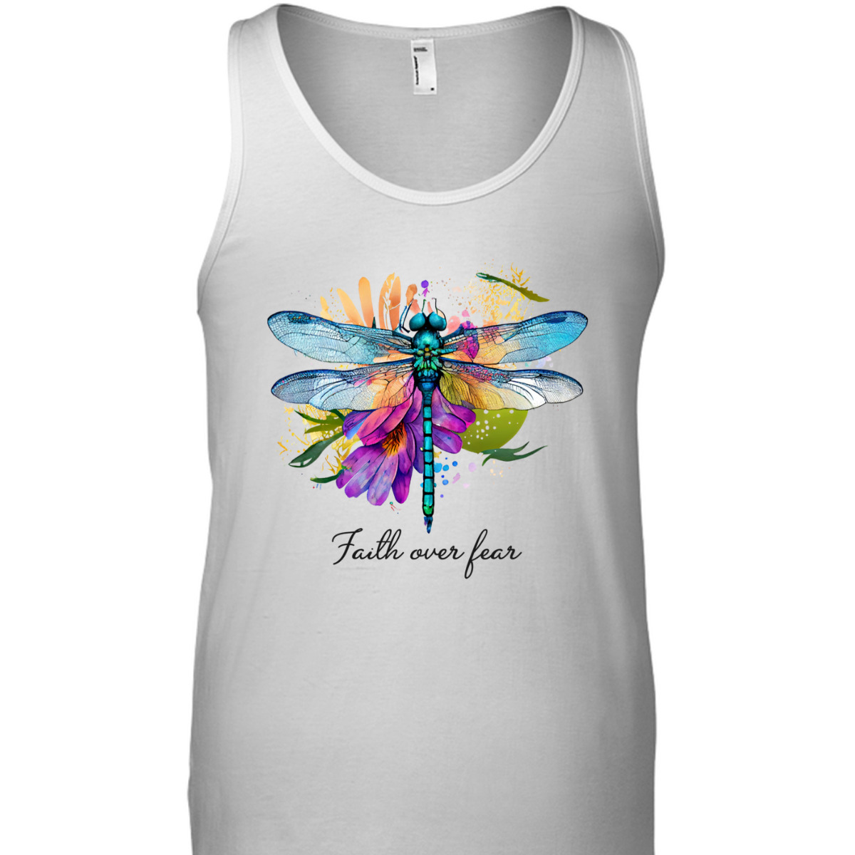 Faith Over Fear Floral Dragonfly Christian Religious T-Shirt