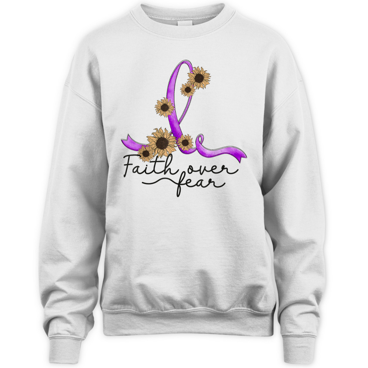 Alzheimers Awareness Sunflower Christian Faith Over Fear T-Shirt Alzheimers Awareness Sunflower Christian Faith Over Fear T-Shirt