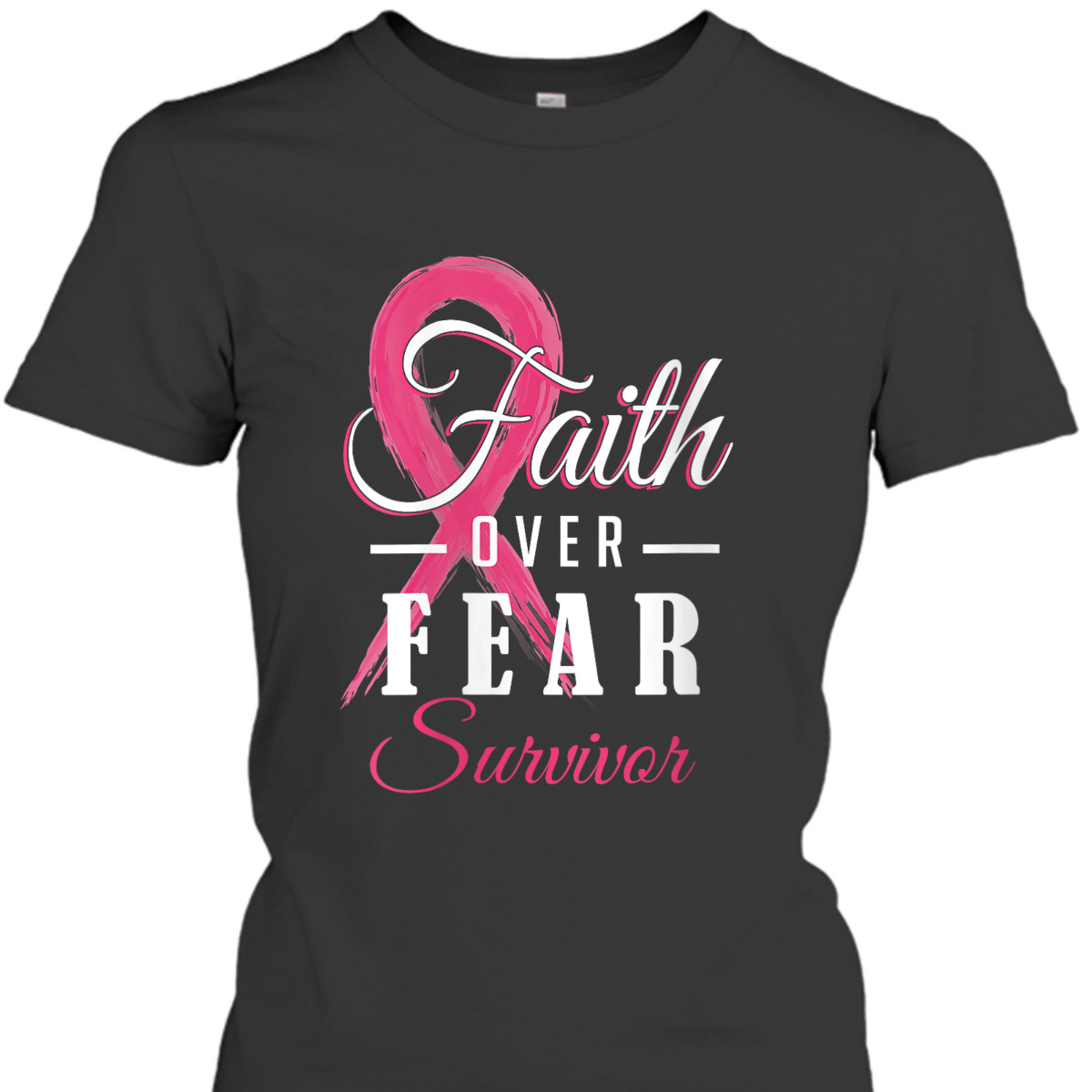 Breast Cancer Survivor Faith Over Fear Pink Ribbon T-Shirt Breast Cancer Survivor Faith Over Fear Pink Ribbon T-Shirt