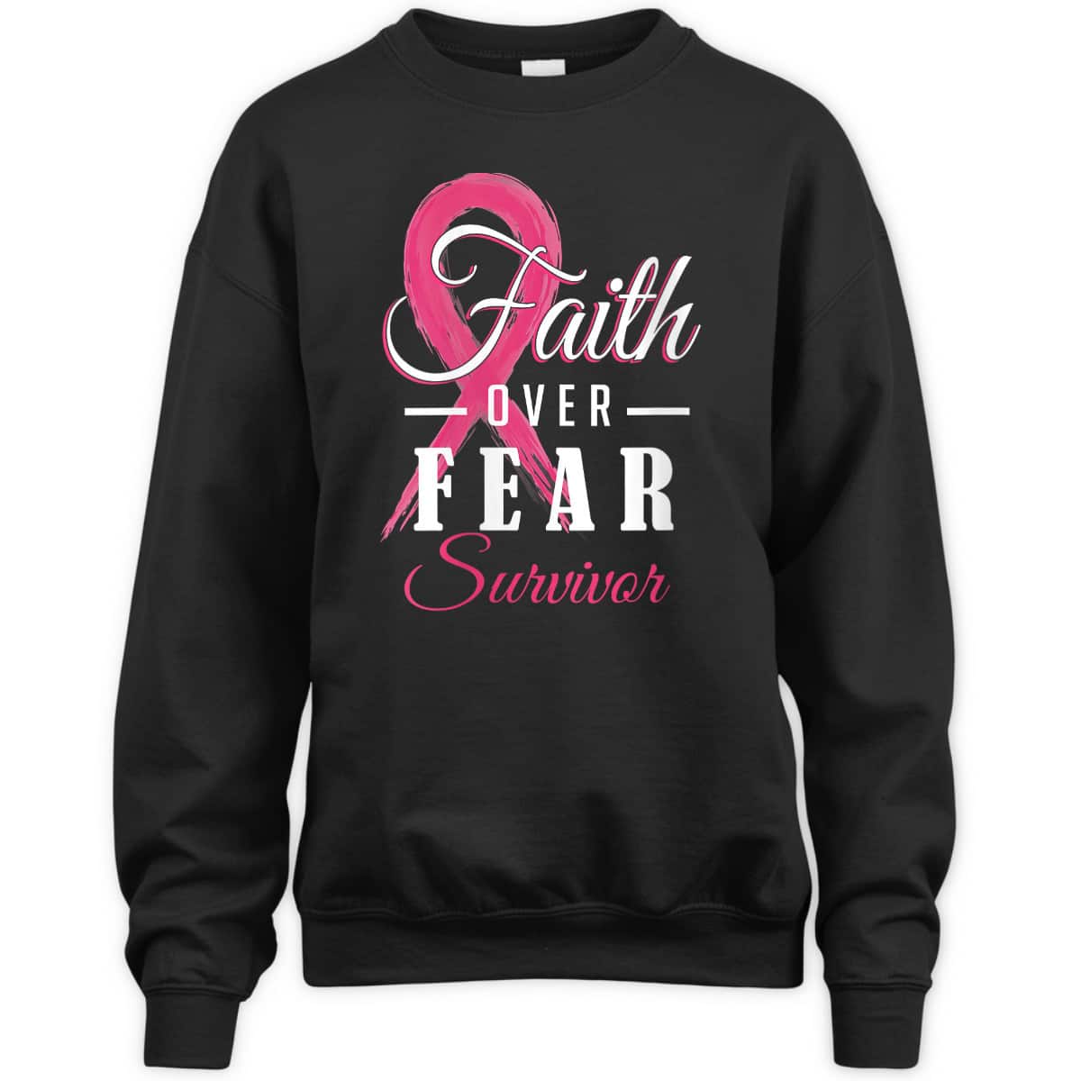 Breast Cancer Survivor Faith Over Fear Pink Ribbon T-Shirt Breast Cancer Survivor Faith Over Fear Pink Ribbon T-Shirt
