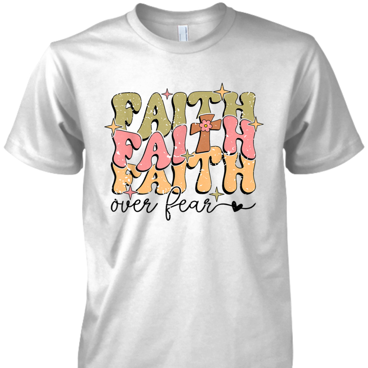 Faith Over Fear Christian Retro Bible Verse T-Shirt Faith Over Fear Christian Retro Bible Verse T-Shirt
