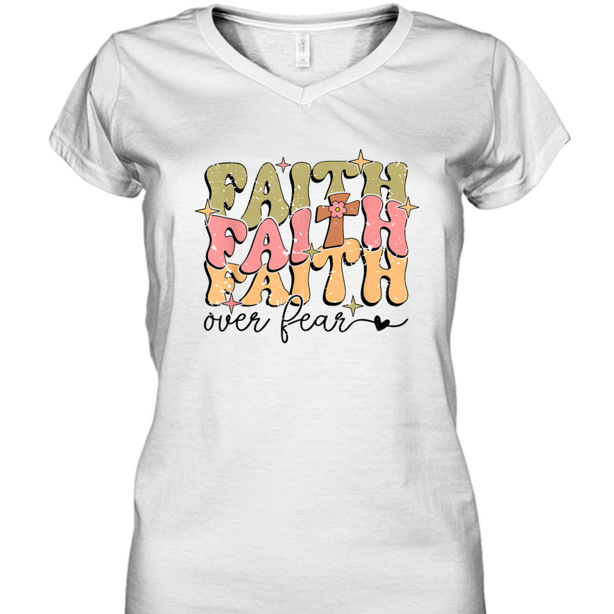Faith Over Fear Christian Retro Bible Verse T-Shirt Faith Over Fear Christian Retro Bible Verse T-Shirt