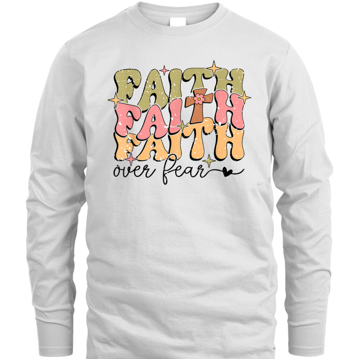 Faith Over Fear Christian Retro Bible Verse T-Shirt Faith Over Fear Christian Retro Bible Verse T-Shirt