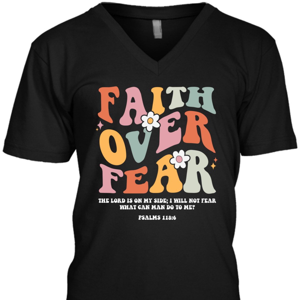 Faith Over Fear Retro Christian Bible Verse T-Shirt Groovy Religious Gift Faith Over Fear Retro Christian Bible Verse T-Shirt Groovy Religious Gift