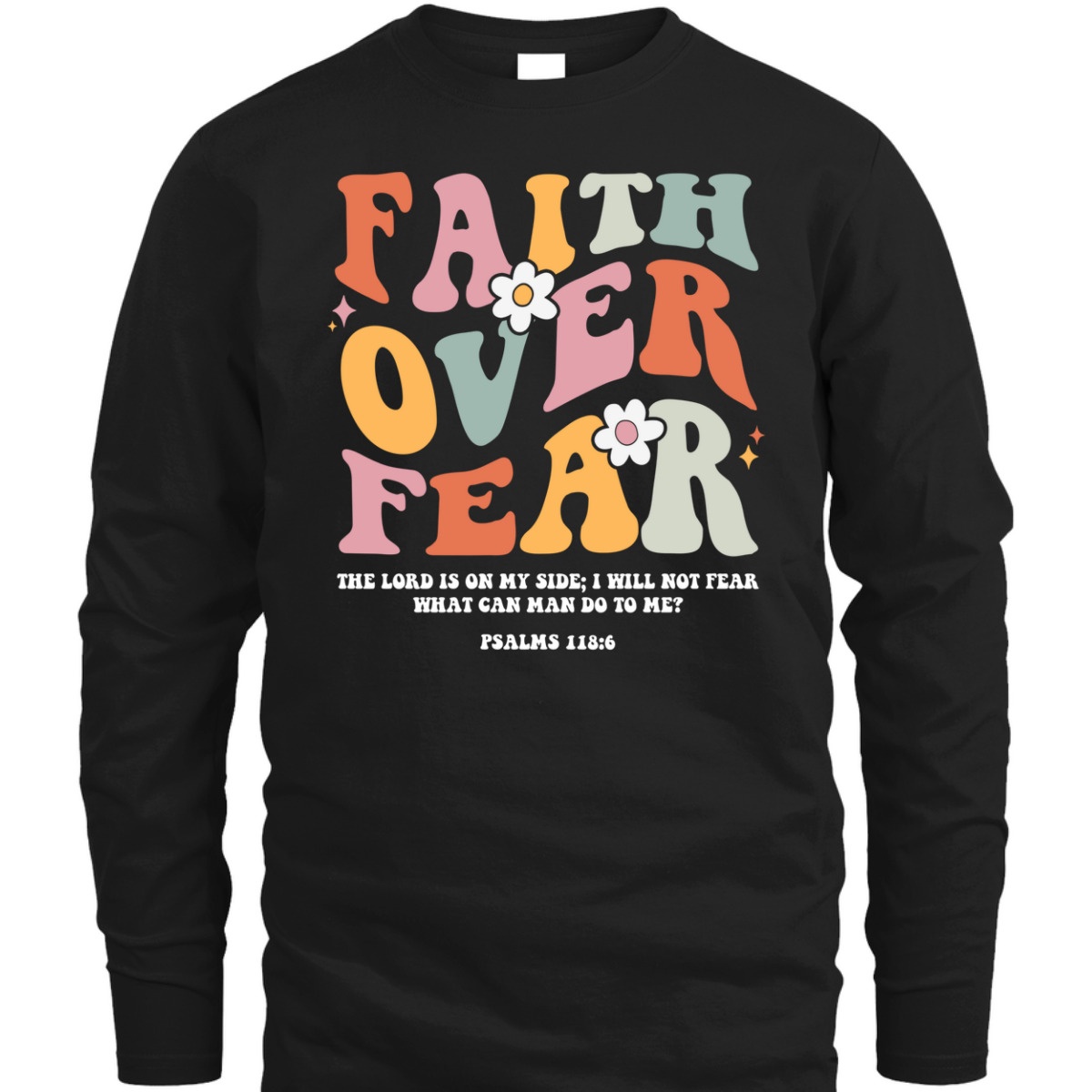 Faith Over Fear Retro Christian Bible Verse T-Shirt Groovy Religious Gift Faith Over Fear Retro Christian Bible Verse T-Shirt Groovy Religious Gift