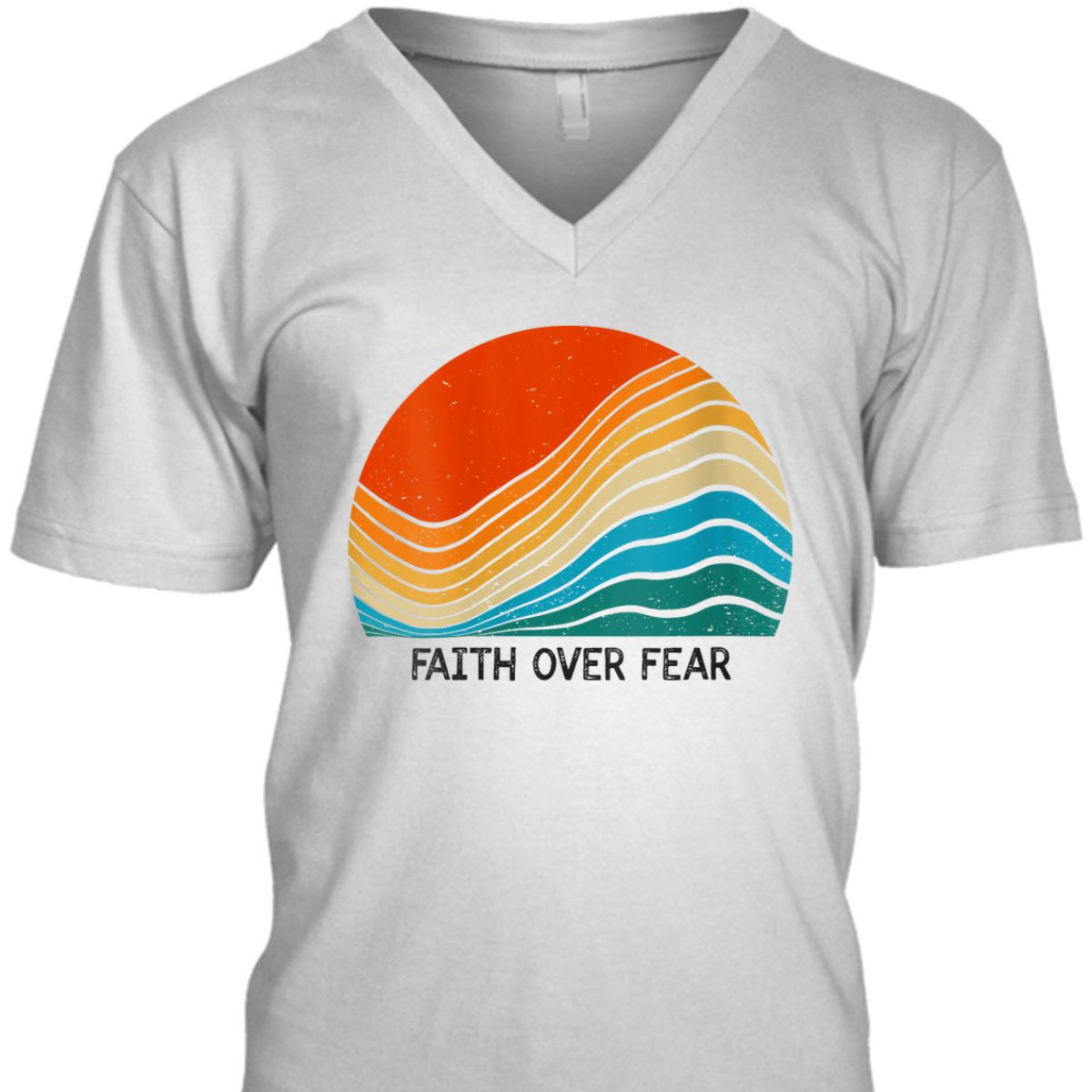 Faith Over Fear Vintage Sunset Retro Feel Christian T-Shirt Faith Over Fear Vintage Sunset Retro Feel Christian T-Shirt
