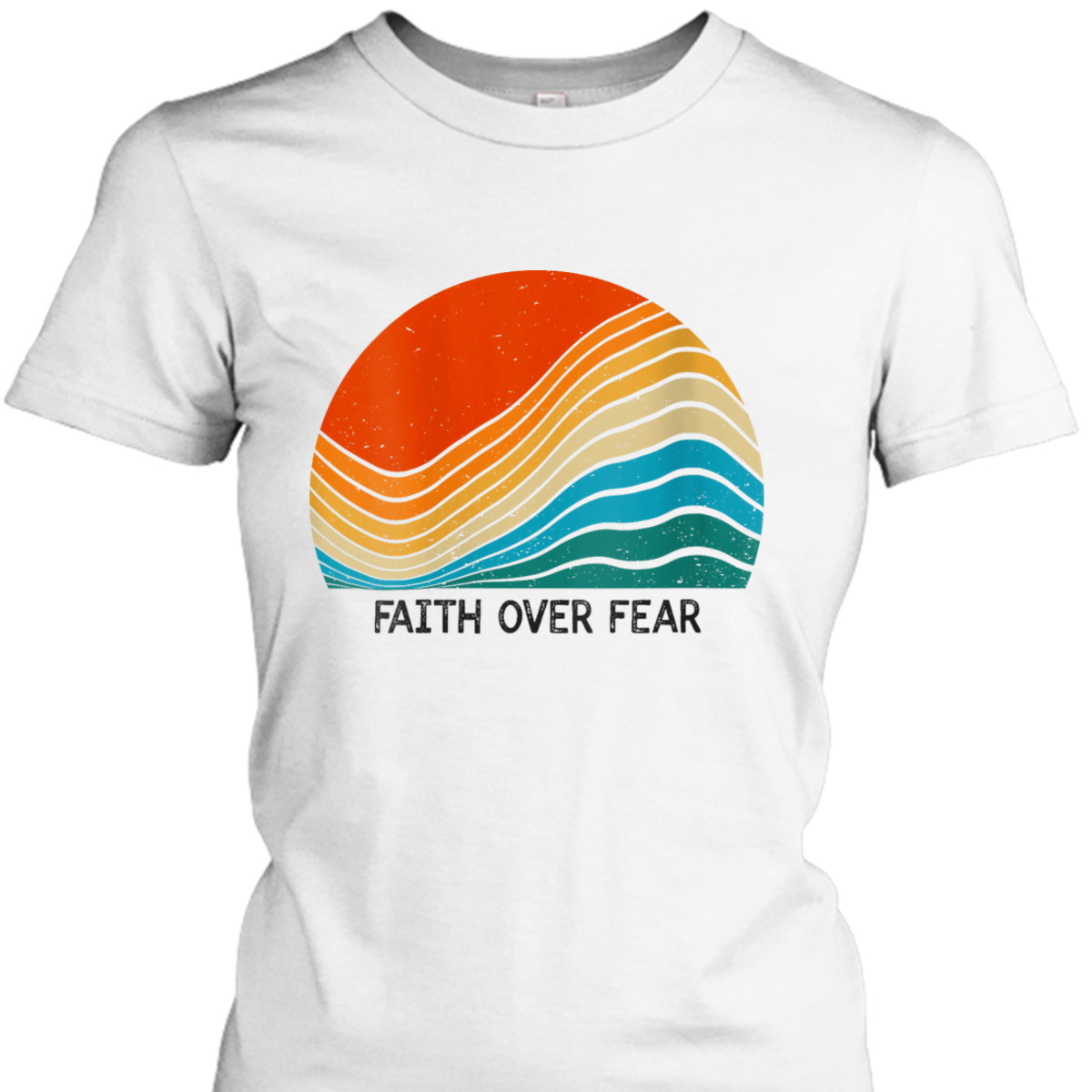 Faith Over Fear Vintage Sunset Retro Feel Christian T-Shirt Faith Over Fear Vintage Sunset Retro Feel Christian T-Shirt
