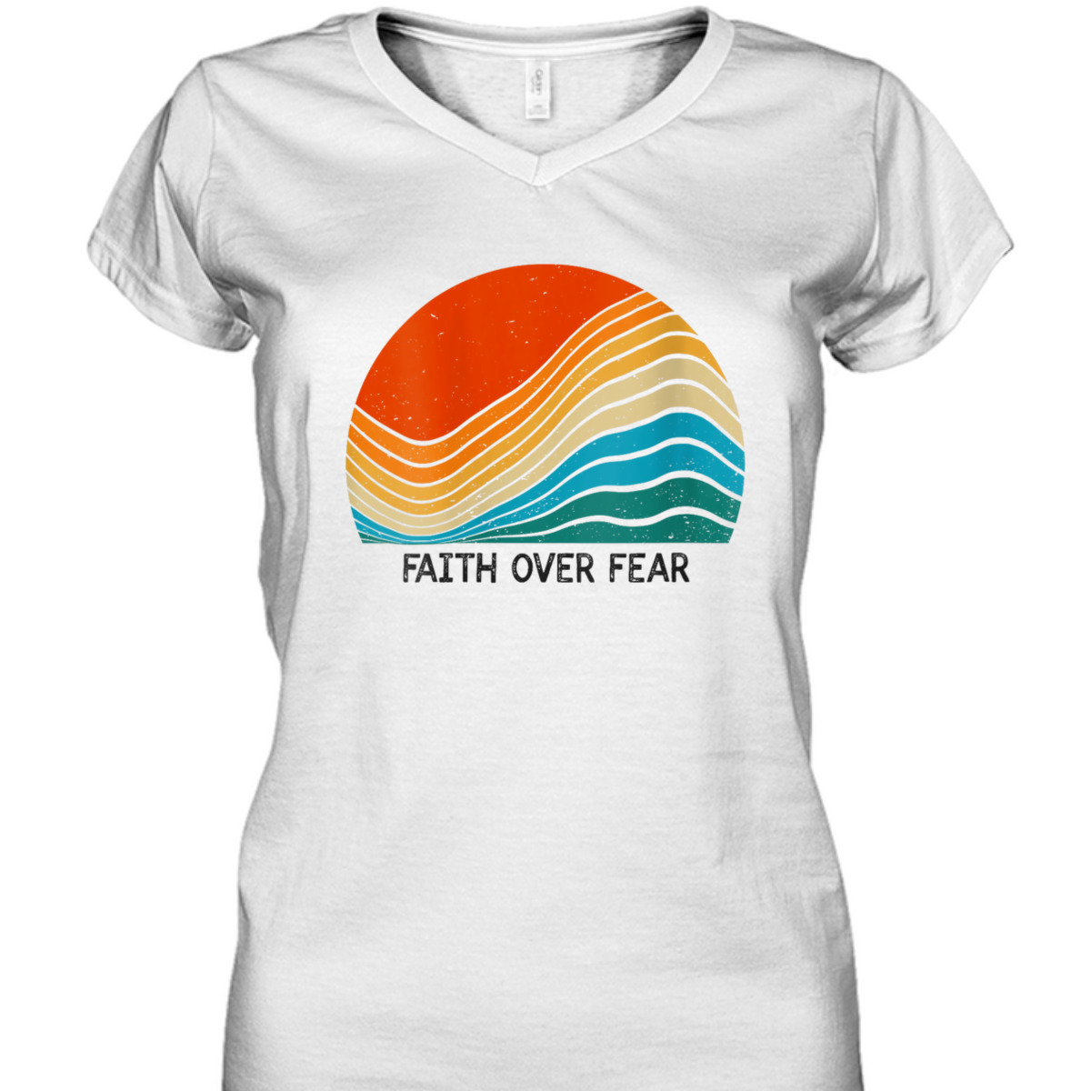 Faith Over Fear Vintage Sunset Retro Feel Christian T-Shirt Faith Over Fear Vintage Sunset Retro Feel Christian T-Shirt