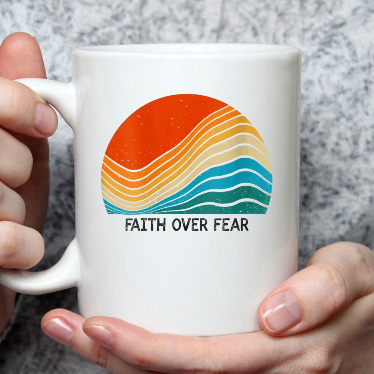 Faith Over Fear Vintage Sunset Retro Feel Christian T-Shirt Faith Over Fear Vintage Sunset Retro Feel Christian T-Shirt