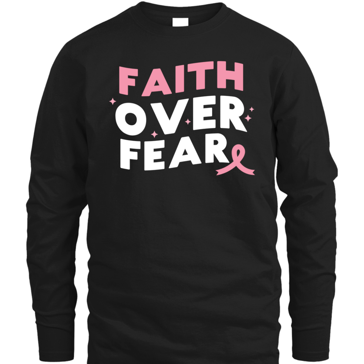 Breast Cancer Faith Over Fear Pink Ribbon Christian T-Shirt Breast Cancer Faith Over Fear Pink Ribbon Christian T-Shirt