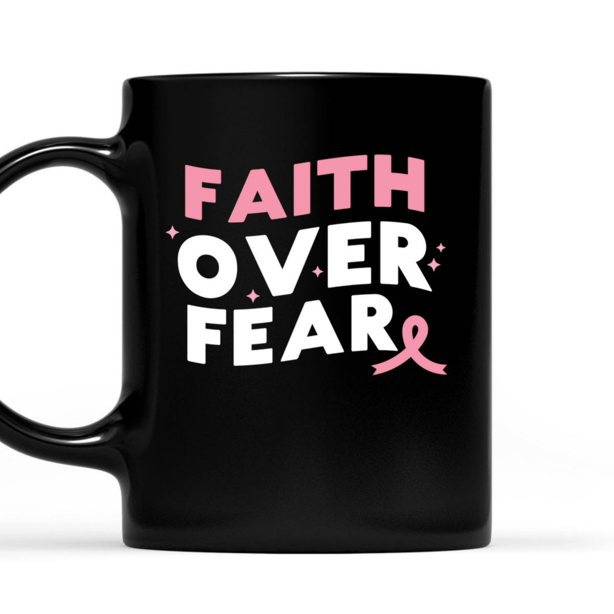 Breast Cancer Faith Over Fear Pink Ribbon Christian T-Shirt Breast Cancer Faith Over Fear Pink Ribbon Christian T-Shirt