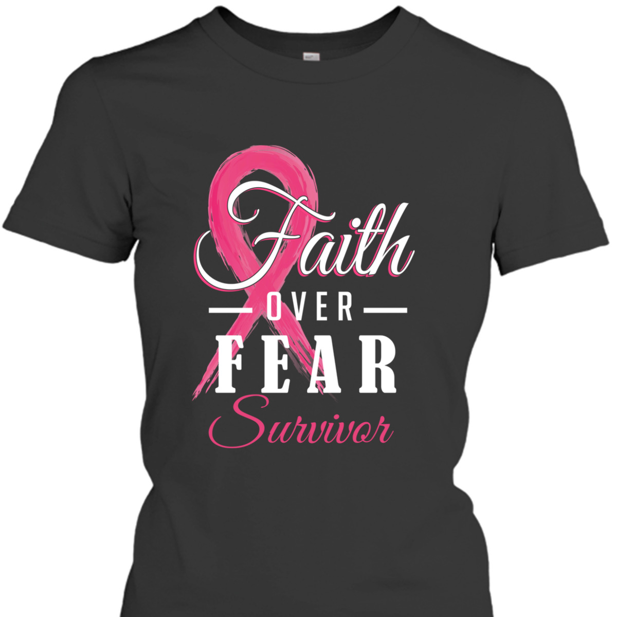 Breast Cancer Survivor Christian Faith Over Fear Pink Ribbon T-Shirt Breast Cancer Survivor Christian Faith Over Fear Pink Ribbon T-Shirt