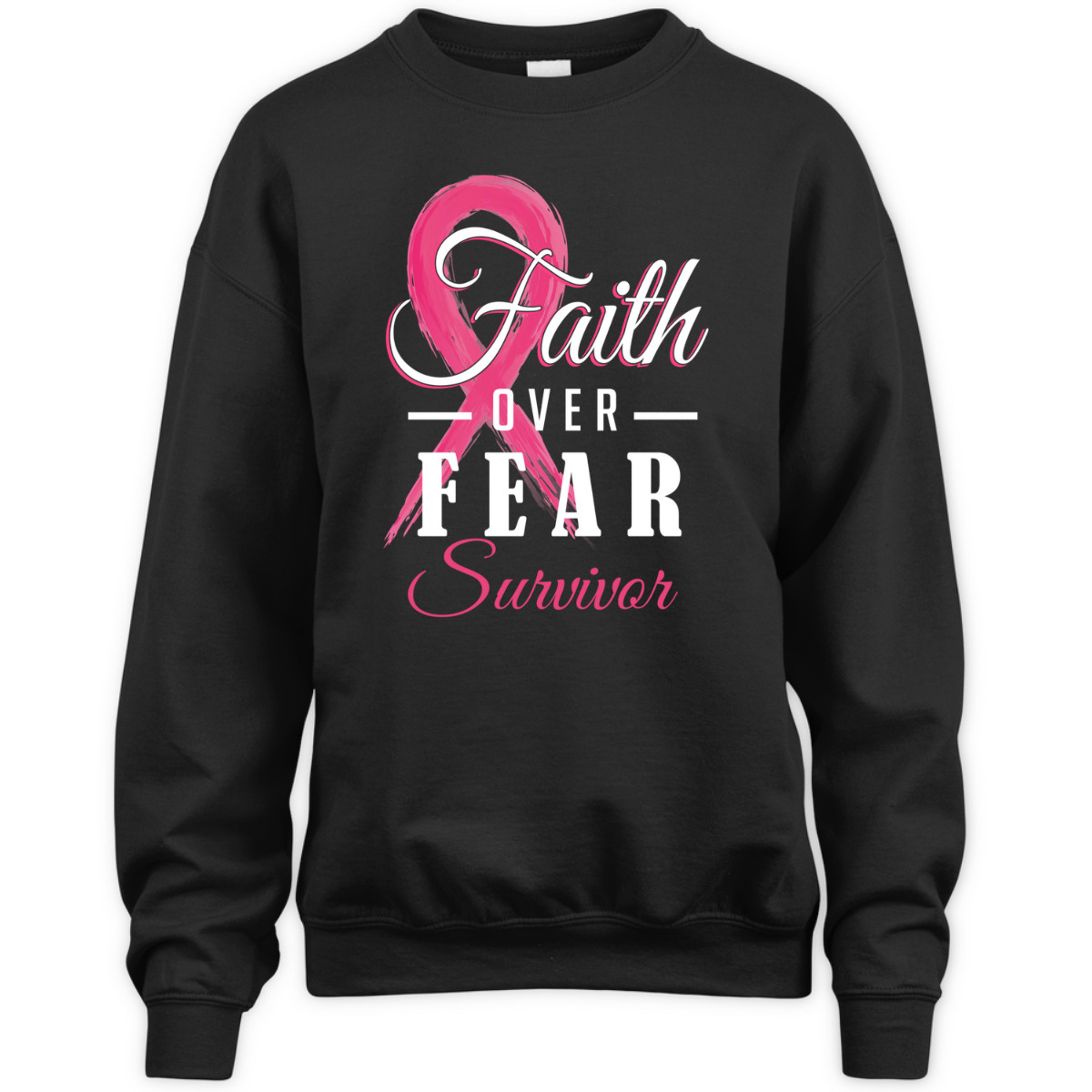 Breast Cancer Survivor Christian Faith Over Fear Pink Ribbon T-Shirt Breast Cancer Survivor Christian Faith Over Fear Pink Ribbon T-Shirt