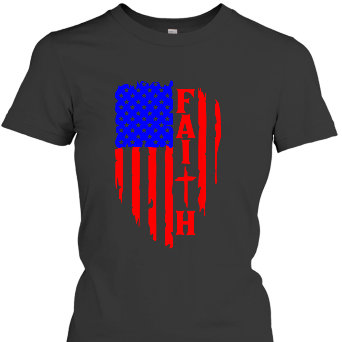 4th Of July Independence Day T-Shirt Christian Faith With Cross And Rustic US Flag 4th Of July Independence Day T-Shirt Christian Faith With Cross And Rustic US Flag