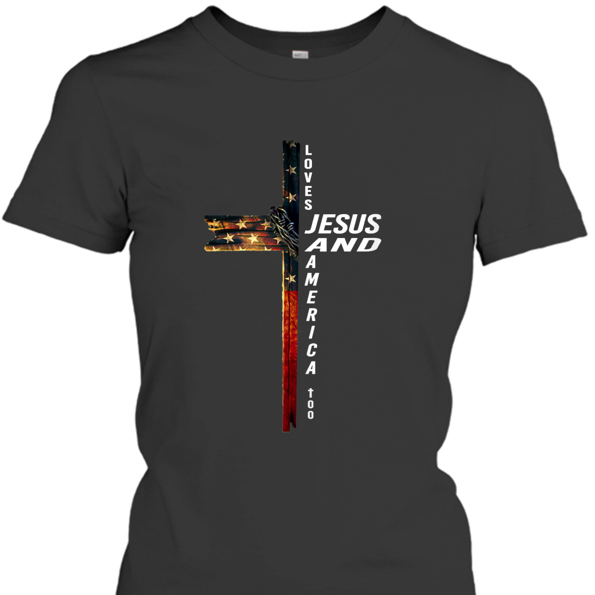 Christian Cross With Flag USA Loves Jesus And America Too 4th Of July Independence Day T-Shirt Christian Cross With Flag USA Loves Jesus And America Too 4th Of July Independence Day T-Shirt