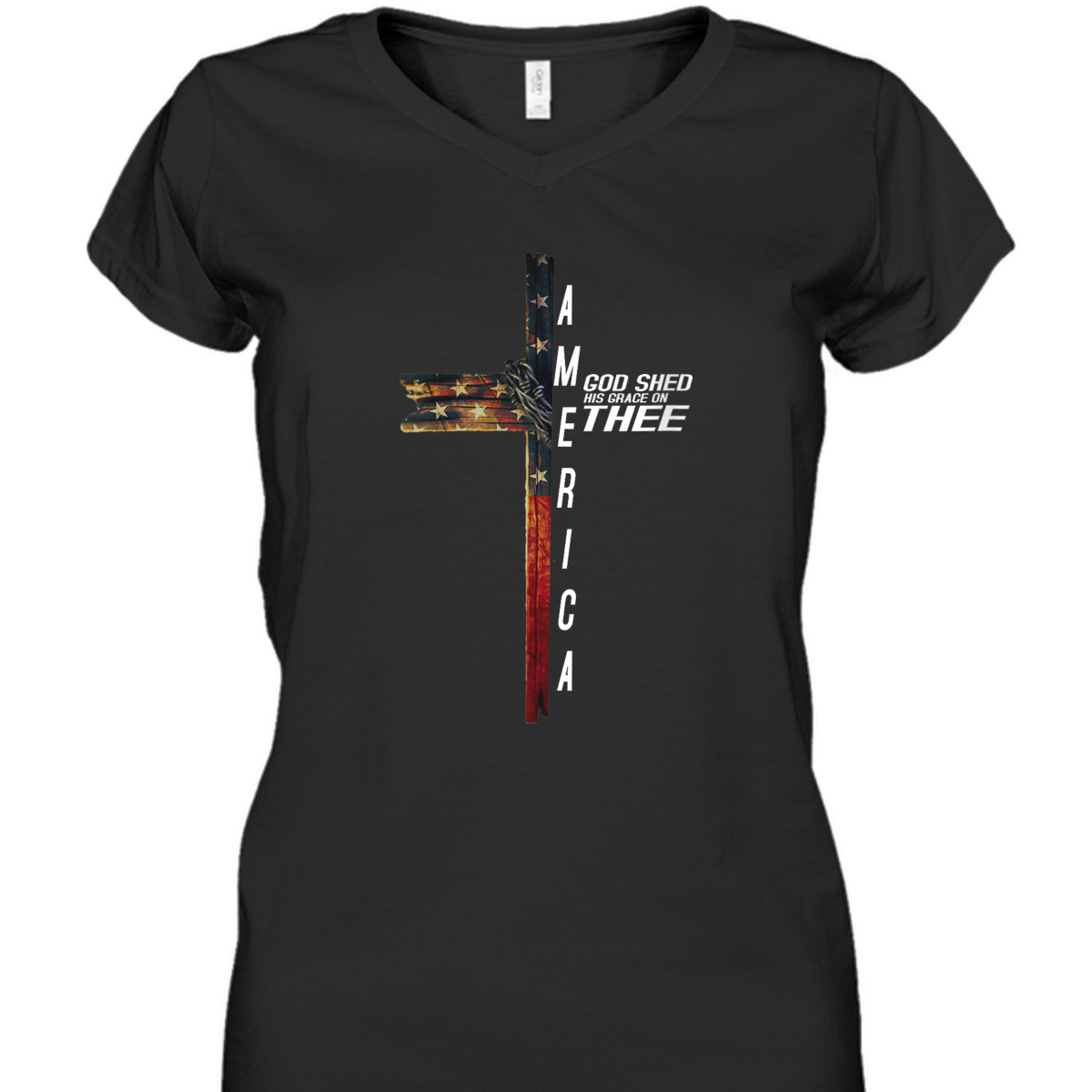 Christian Cross With US Flag America God Shed His Grace On Thee 4th Of July Independence Day T-Shirt Christian Cross With US Flag America God Shed His Grace On Thee 4th Of July Independence Day T-Shirt