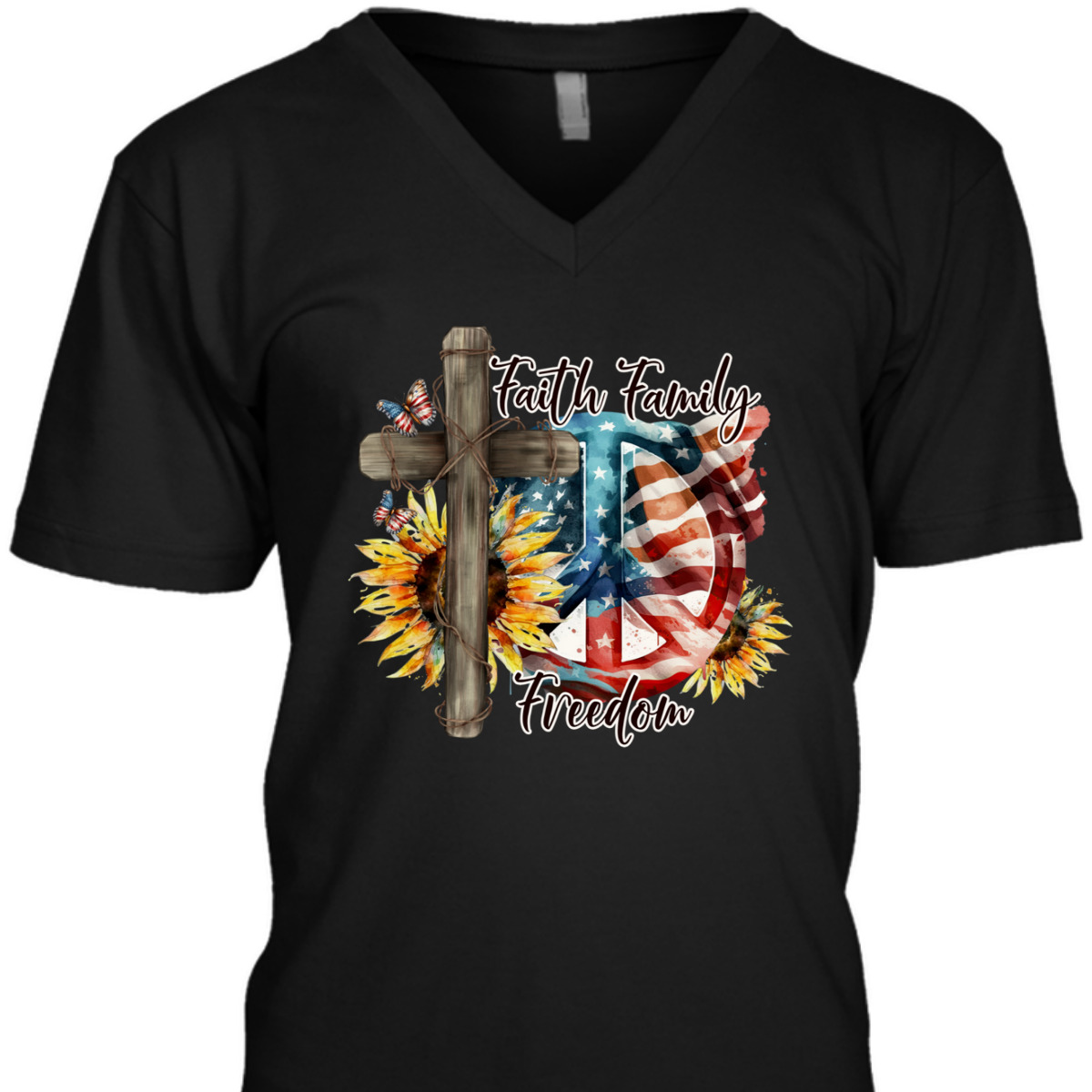 Christian Faith Family Freedom American Flag Happy 4th Of July T-Shirt Christian Faith Family Freedom American Flag Happy 4th Of July T-Shirt
