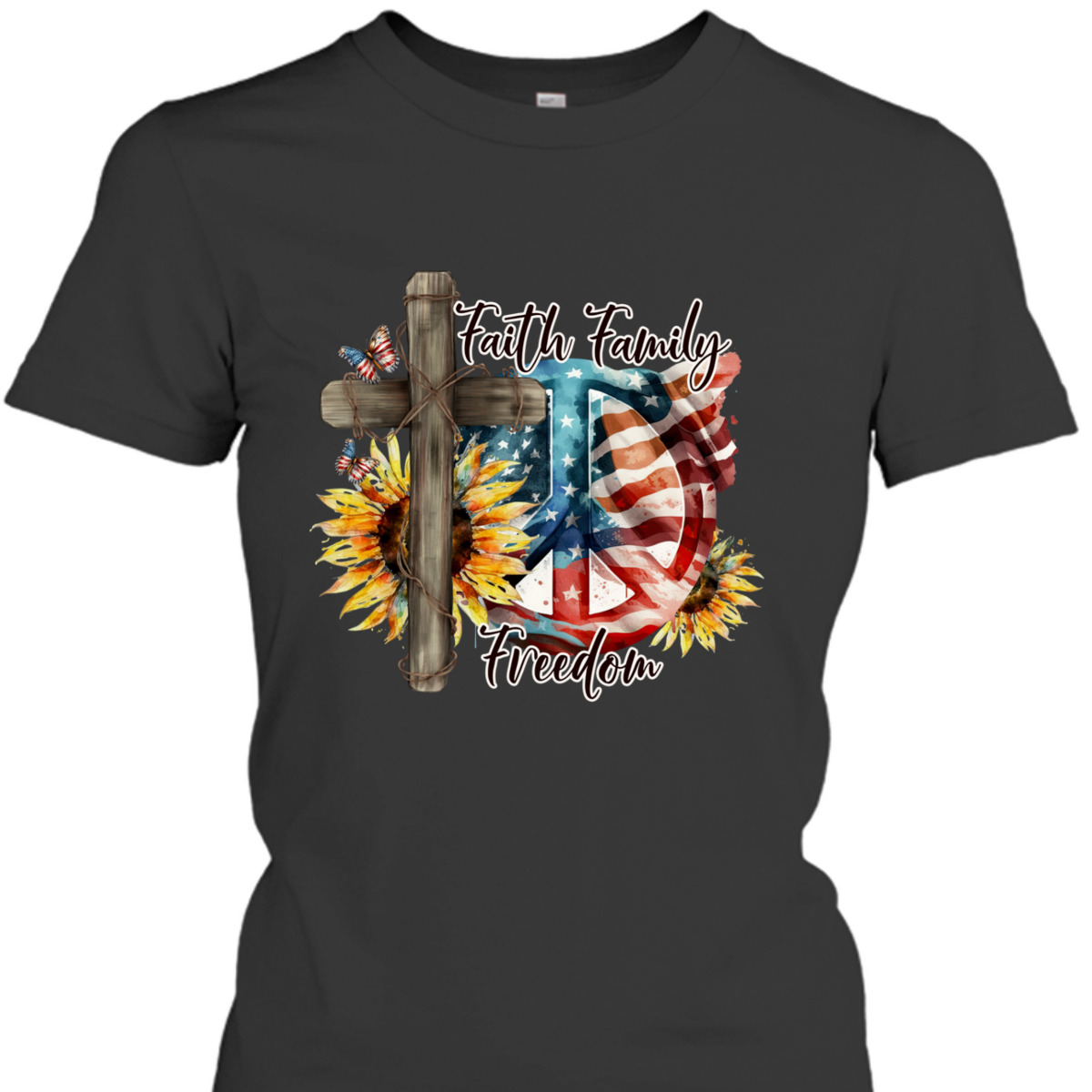 Christian Faith Family Freedom American Flag Happy 4th Of July T-Shirt Christian Faith Family Freedom American Flag Happy 4th Of July T-Shirt