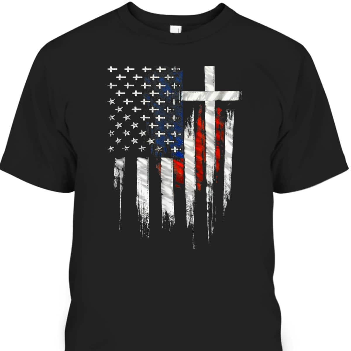 Vintage Usa Flag 4th Of July Christian Faith Family Freedom T-Shirt