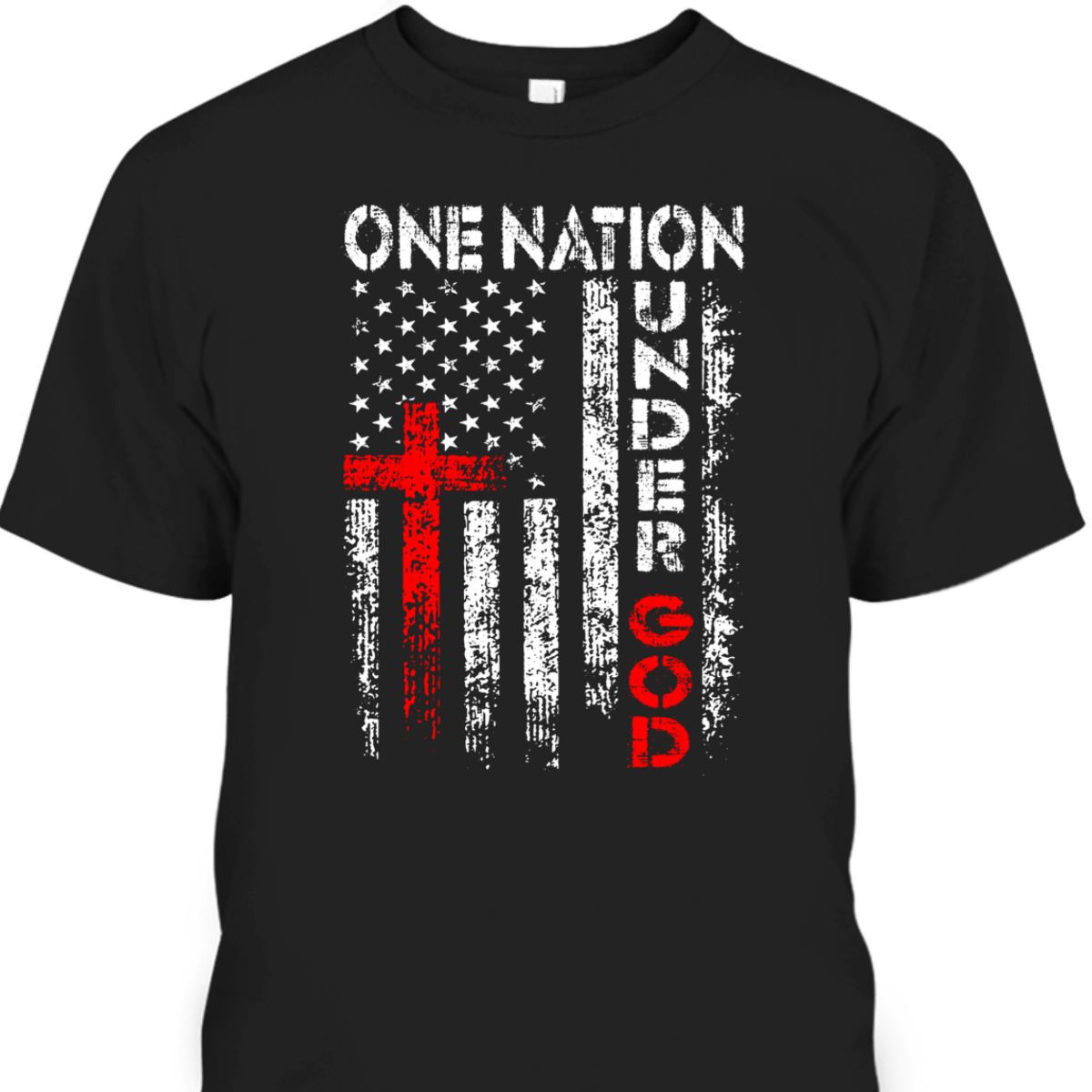 Vintage USA Flag Christian Faith Family Freedom One Nation Under God T-Shirt