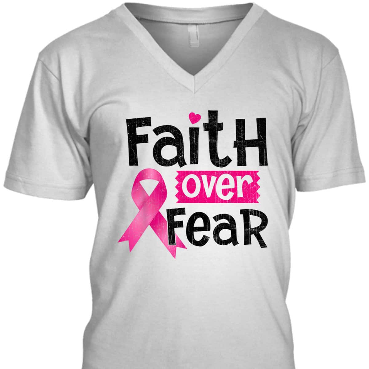 Faith Over Fear Love Breast Cancer Awareness Pink Ribbon T-Shirt Faith Over Fear Love Breast Cancer Awareness Pink Ribbon T-Shirt
