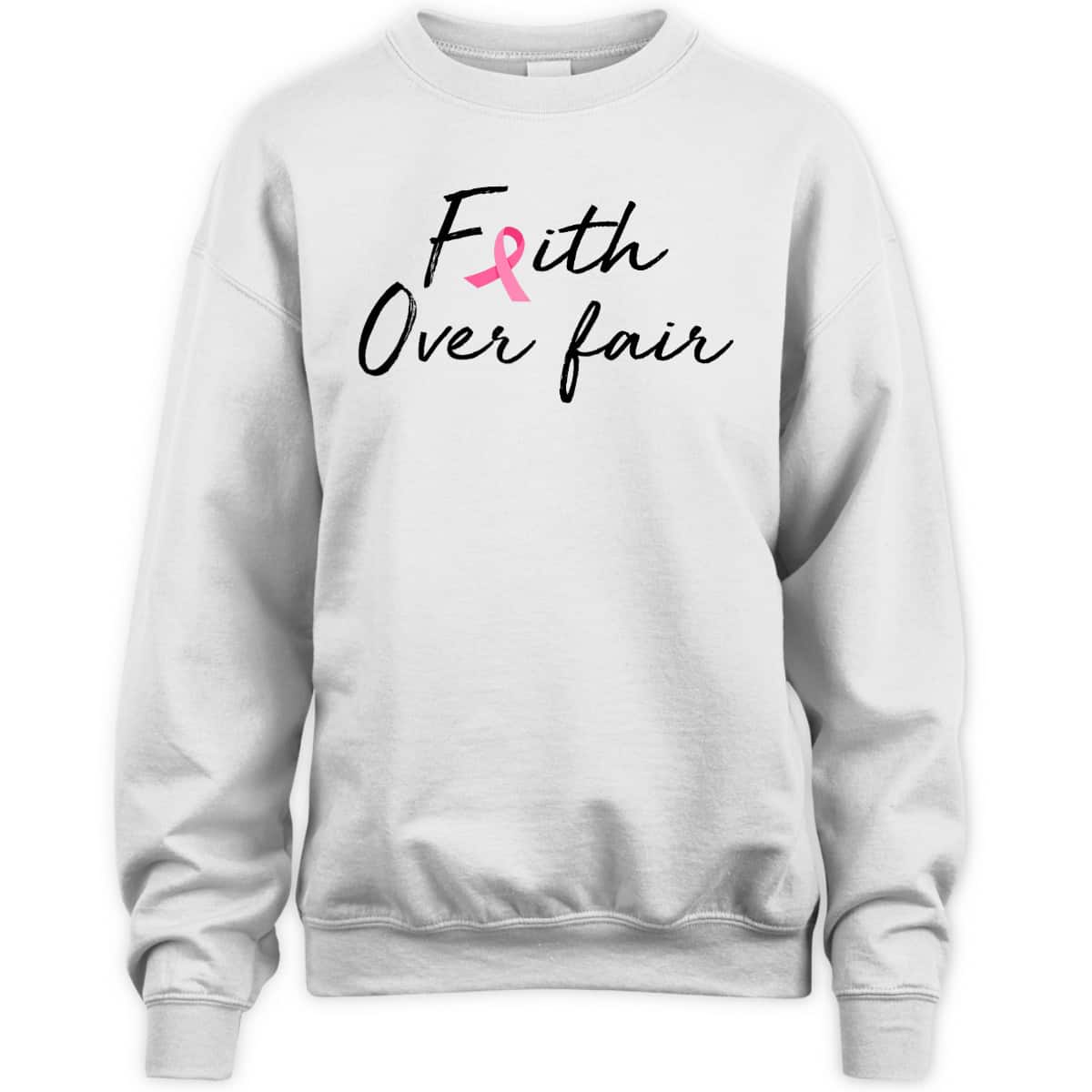 Breast Cancer Awareness Pink Ribbon Faith Over Fear Christian T-Shirt Breast Cancer Awareness Pink Ribbon Faith Over Fear Christian T-Shirt