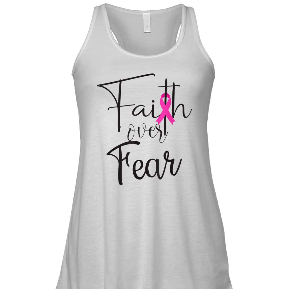 Christian Faith Over Fear Pink Ribbon Breast Cancer Support T-Shirt Christian Faith Over Fear Pink Ribbon Breast Cancer Support T-Shirt