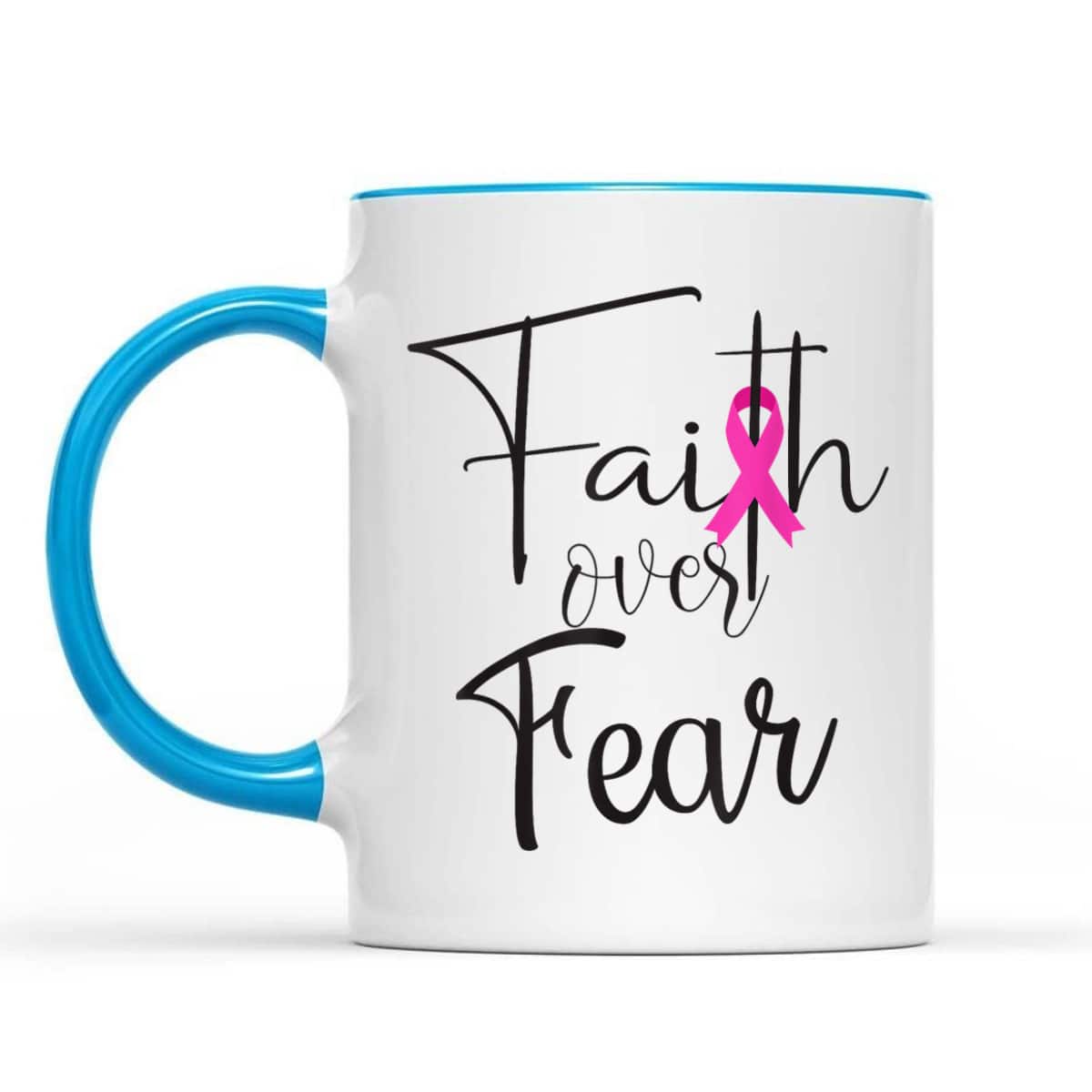 Christian Faith Over Fear Pink Ribbon Breast Cancer Support T-Shirt Christian Faith Over Fear Pink Ribbon Breast Cancer Support T-Shirt