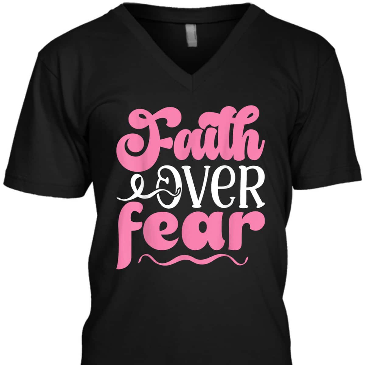Breast Cancer Awareness Faith Over Fear Religious T-Shirt Breast Cancer Awareness Faith Over Fear Religious T-Shirt
