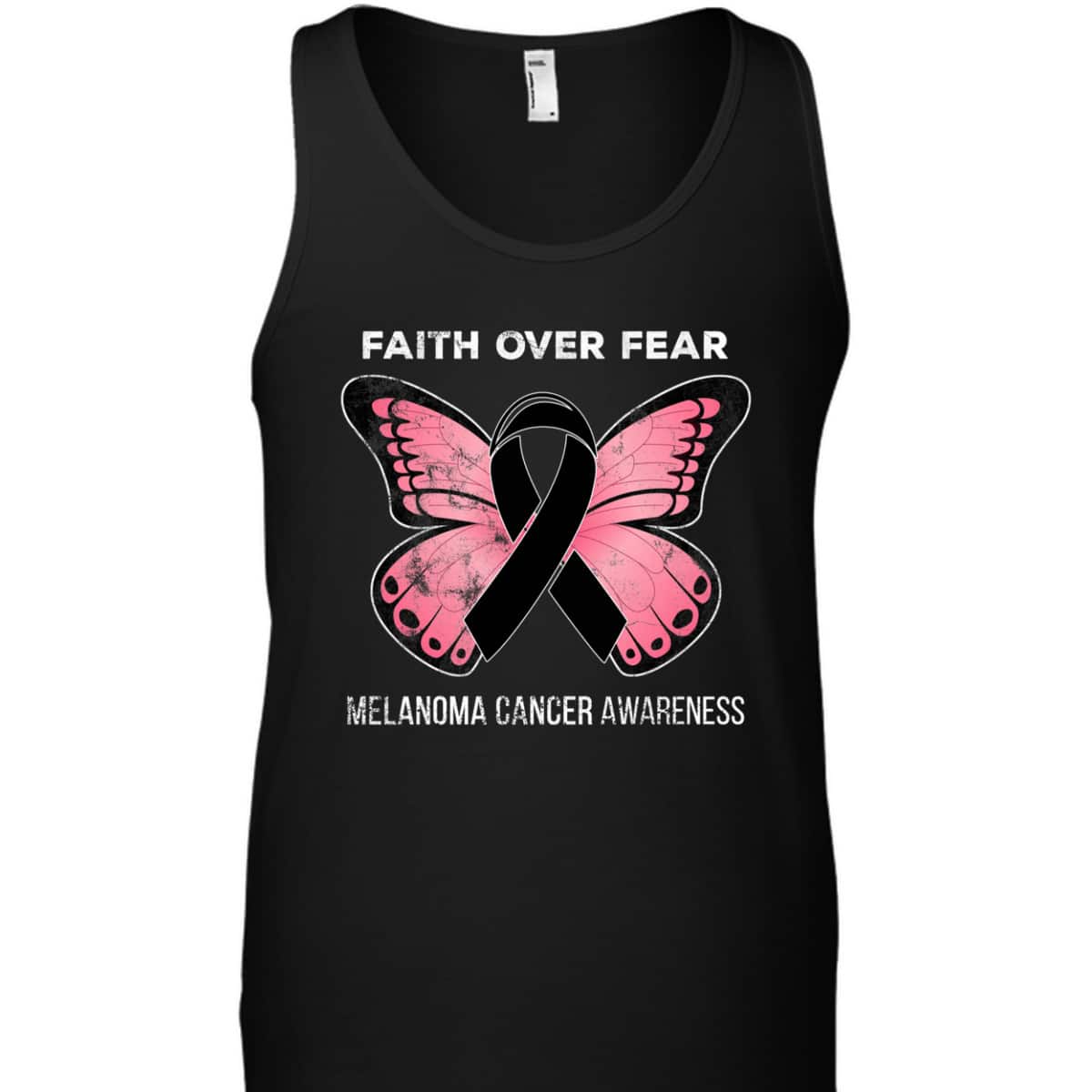 Christian Faith Over Fear Melanoma Skin Cancer Awareness Butterfly T-Shirt Christian Faith Over Fear Melanoma Skin Cancer Awareness Butterfly T-Shirt