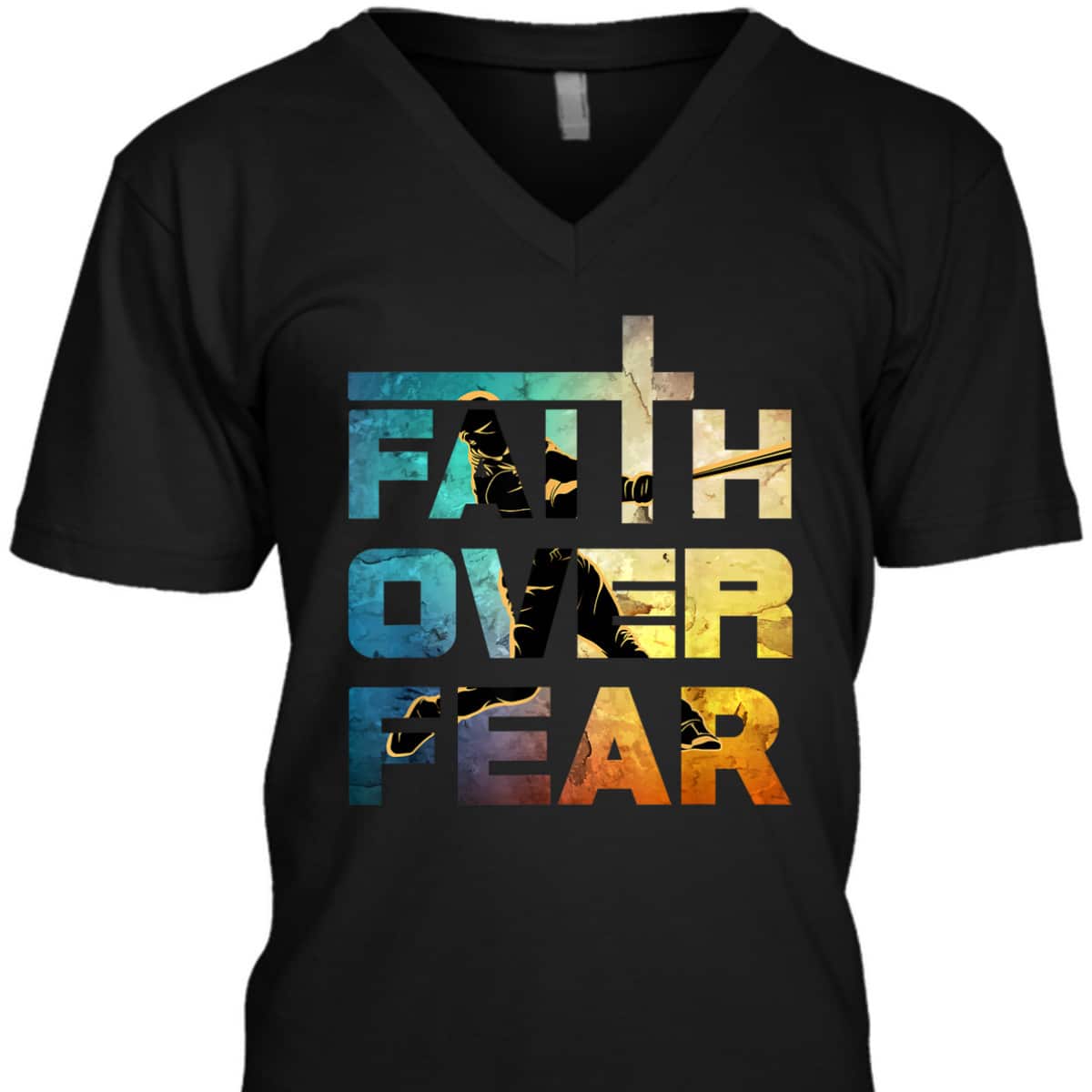 Faith Over Fear Faith Quote Jesus Christ Baseball Lovers T-Shirt Faith Over Fear Faith Quote Jesus Christ Baseball Lovers T-Shirt
