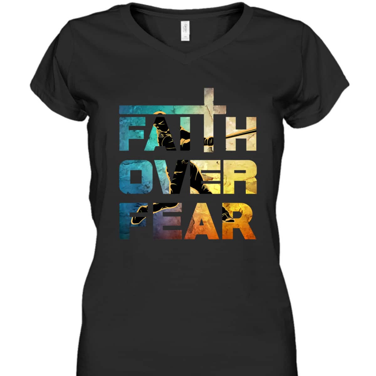 Faith Over Fear Faith Quote Jesus Christ Baseball Lovers T-Shirt Faith Over Fear Faith Quote Jesus Christ Baseball Lovers T-Shirt