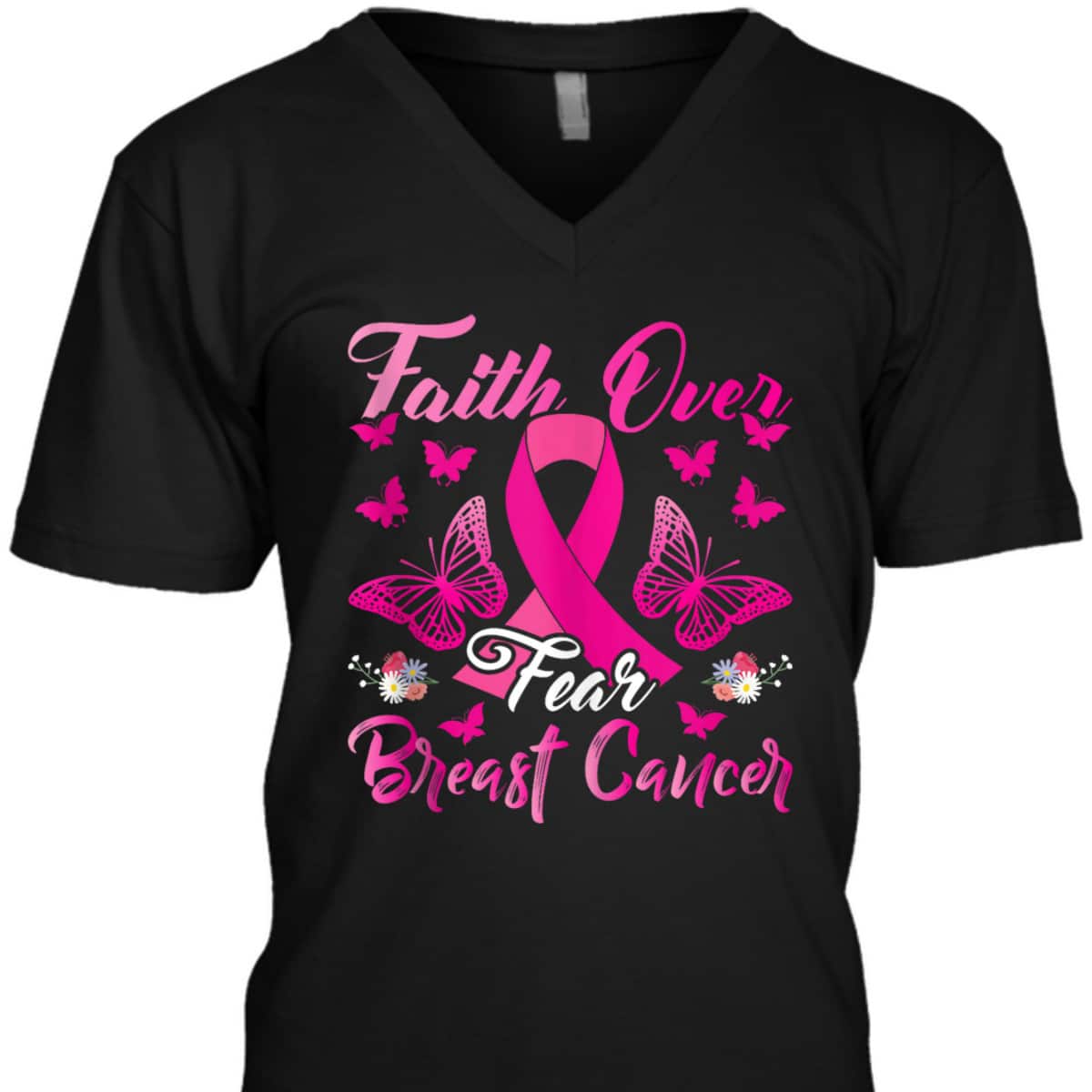 Christian Faith Over Fear T-Shirt Breast Cancer Awareness Christian Faith Over Fear T-Shirt Breast Cancer Awareness