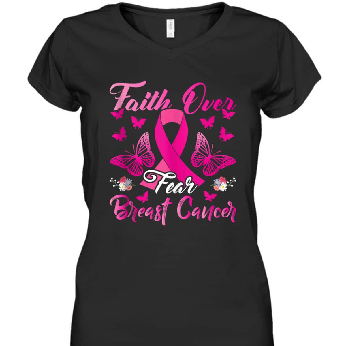 Christian Faith Over Fear T-Shirt Breast Cancer Awareness Christian Faith Over Fear T-Shirt Breast Cancer Awareness