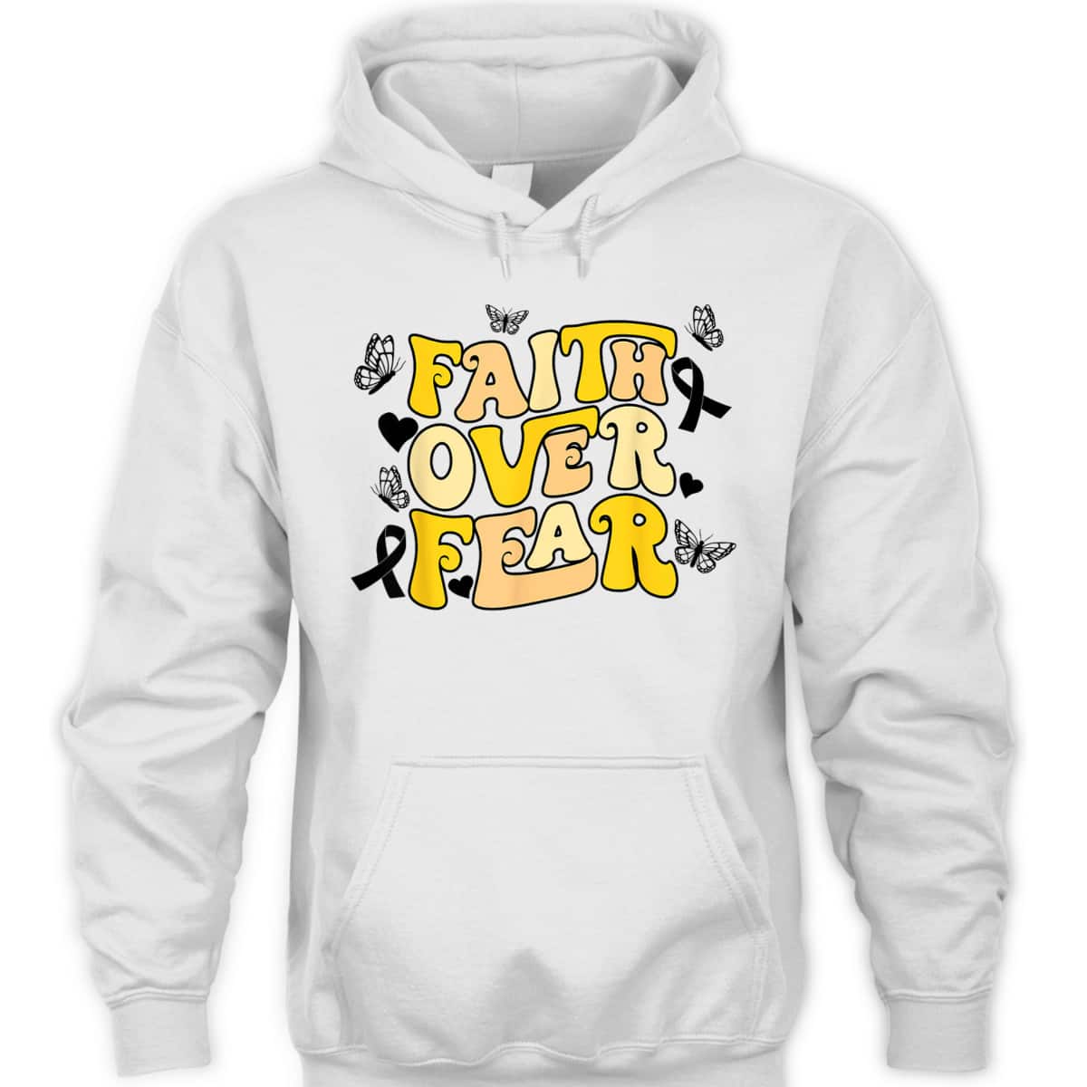 Faith Over Fear Sarcoma Cancer Awareness Yellow Ribbon Retro T-Shirt Faith Over Fear Sarcoma Cancer Awareness Yellow Ribbon Retro T-Shirt